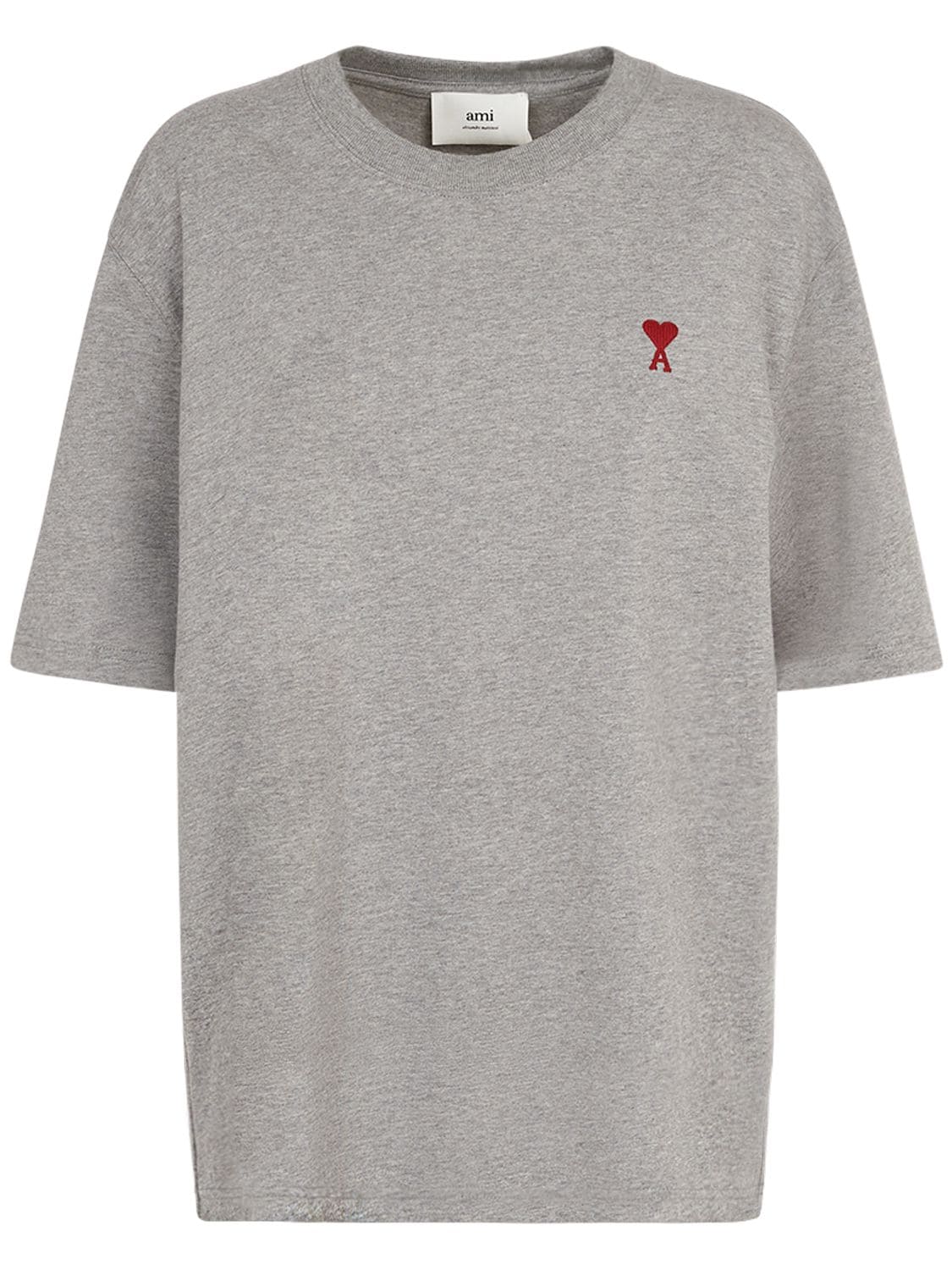 Ami Alexandre Mattiussi Red Ami De Coeur Cotton Jersey T-shirt In Grey