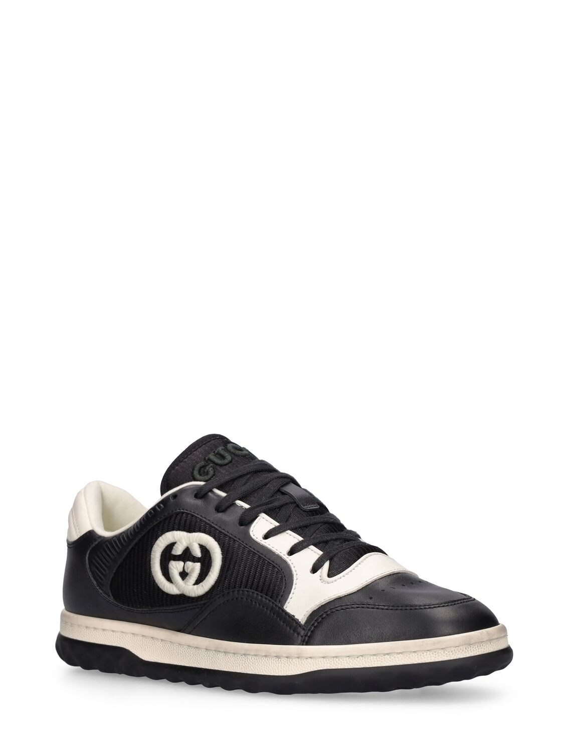 Shop Gucci Mac80 Leather Sneakers In Black,white