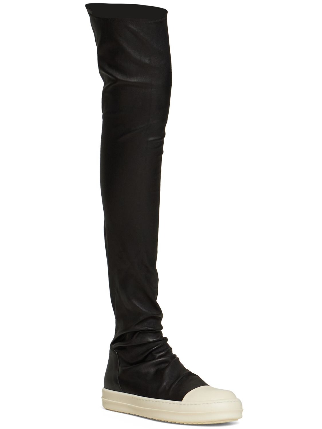 Shop Rick Owens 20mm Classic Bumper Leather Boots In Black,white
