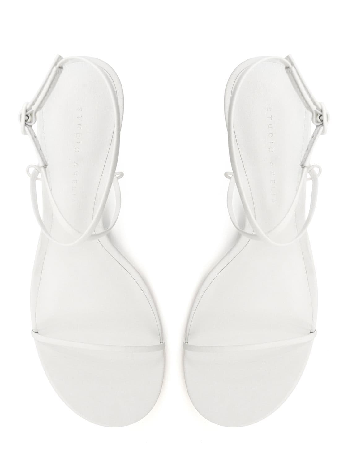 Shop Studio Amelia 70mm Halter Leather Wedges In White