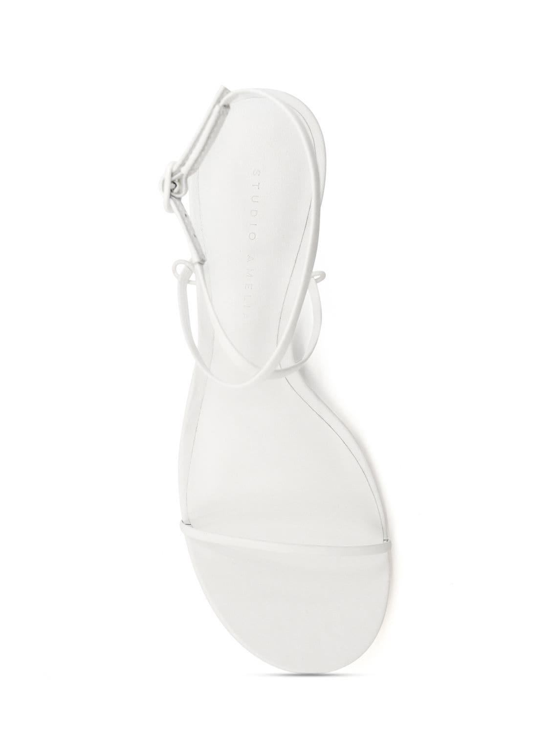 Shop Studio Amelia 70mm Halter Leather Wedges In White