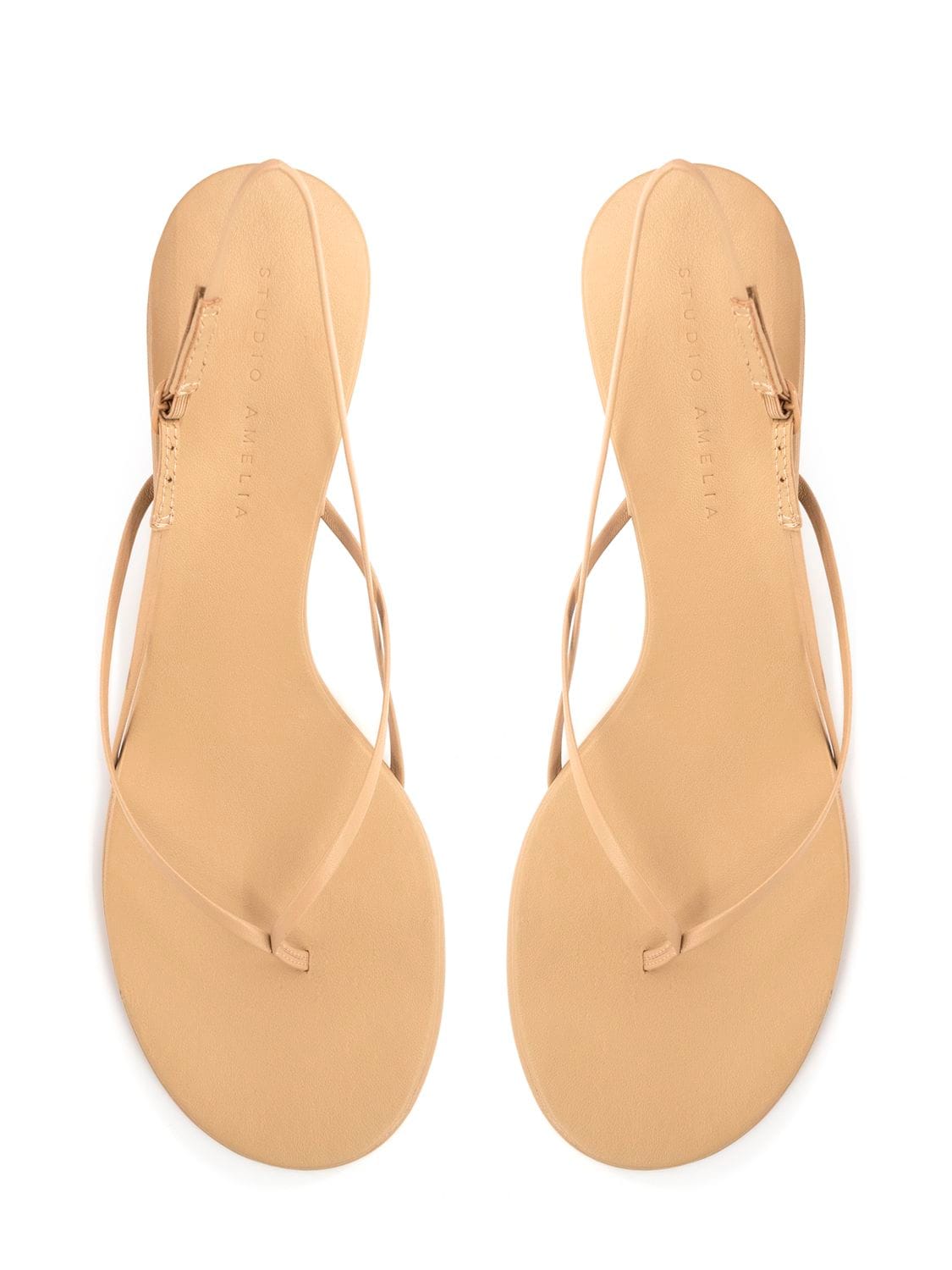 Shop Studio Amelia 50mm Wishbone Leather Sandals In Nude