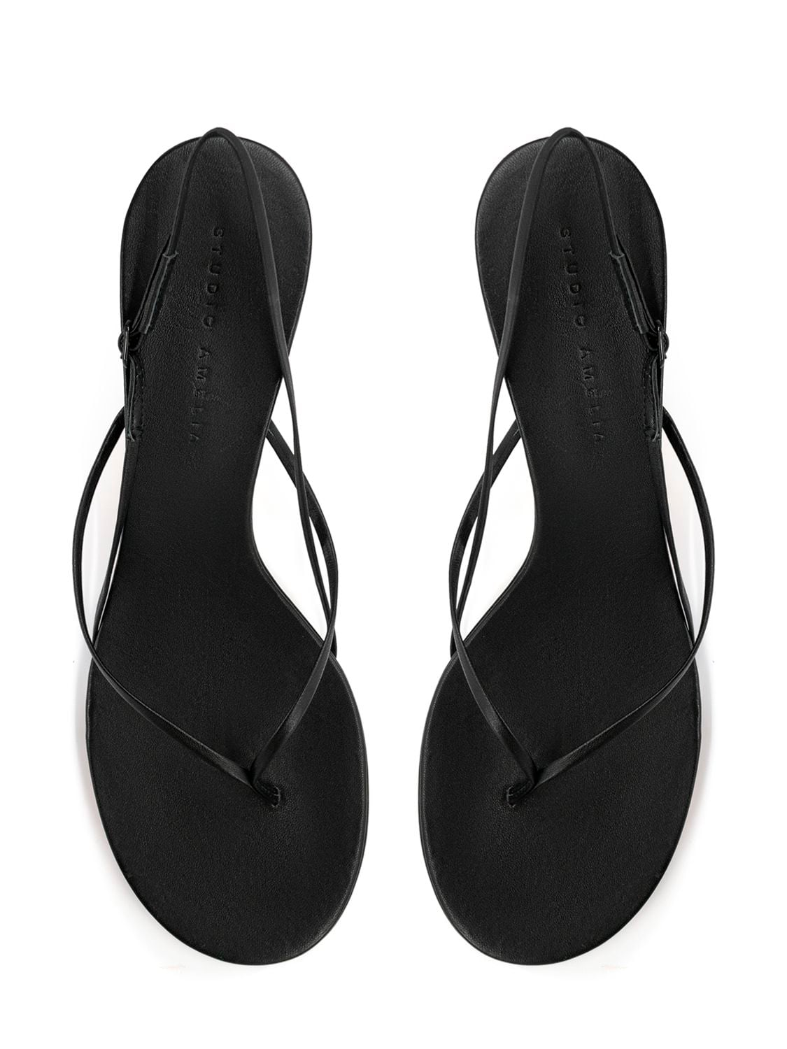 Shop Studio Amelia 50mm Wishbone Leather Sandals In Black