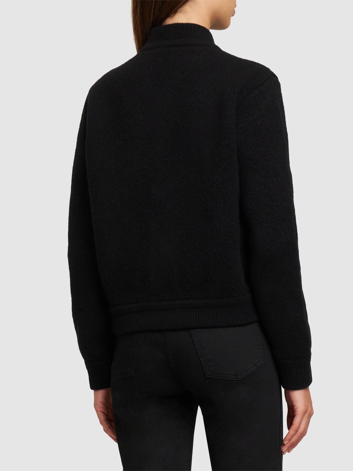 Shop Annagreta Greta Wool Bomber Jacket In Black