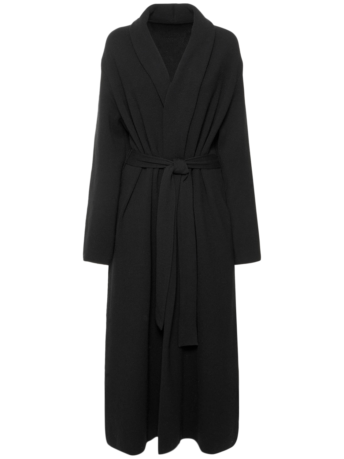 Annagreta Sissi Belted Wool Coat In Black