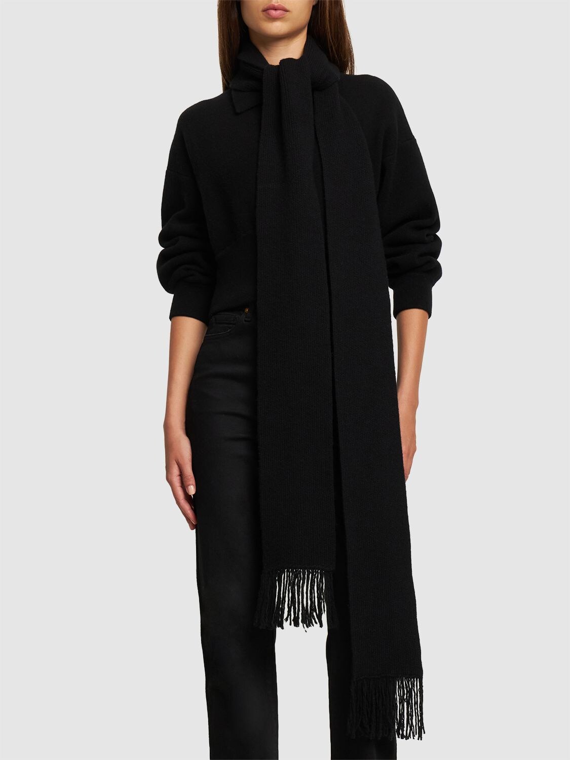 Shop Annagreta Giulia Wool Scarf In Black