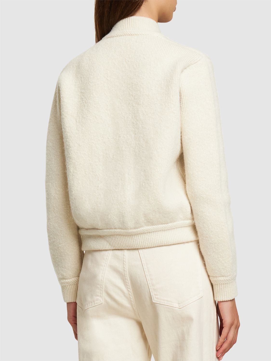 Shop Annagreta Greta Wool Bomber Jacket In White Undyed