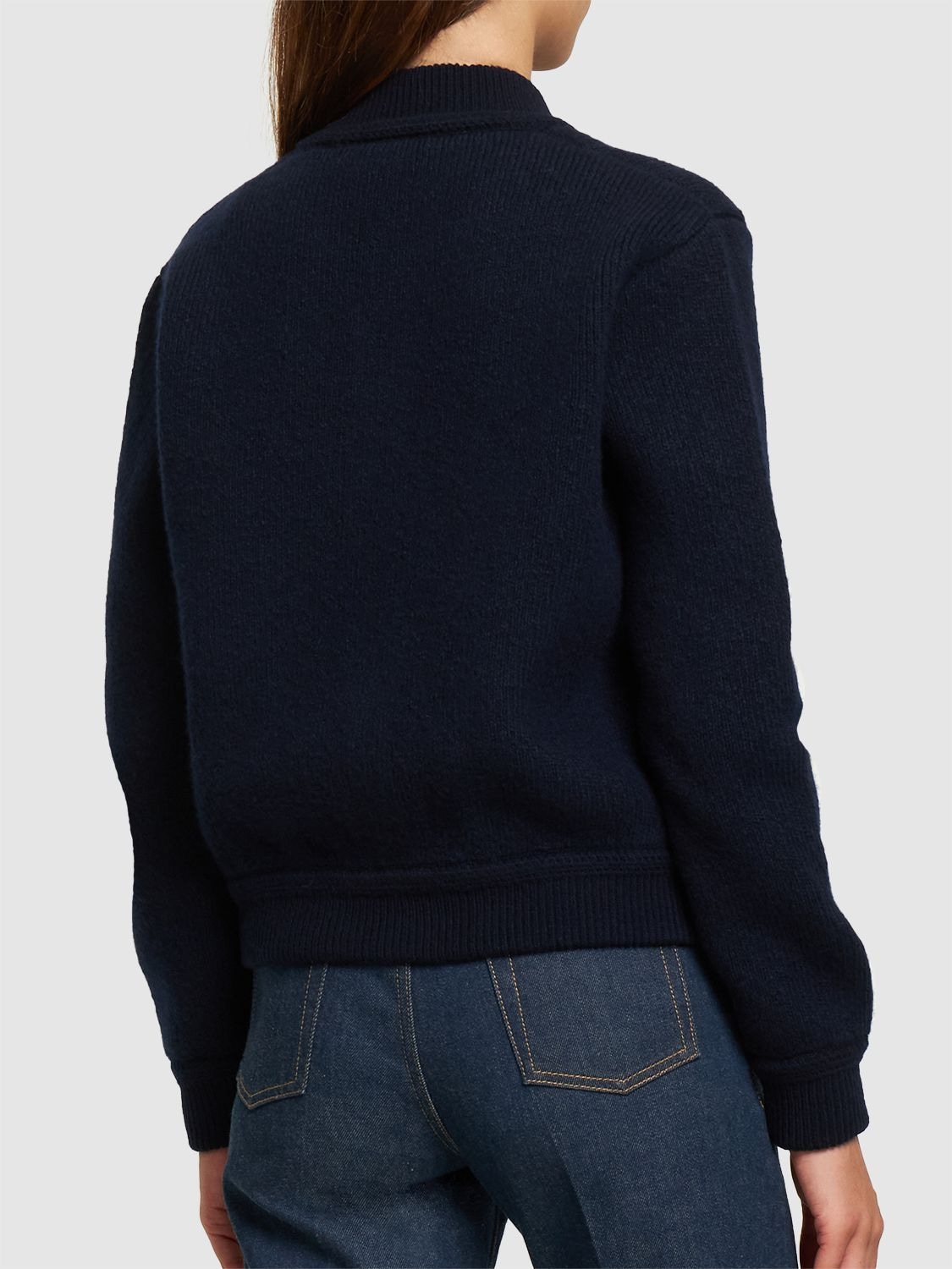 Shop Annagreta Greta Wool Bomber Jacket In Blue,black
