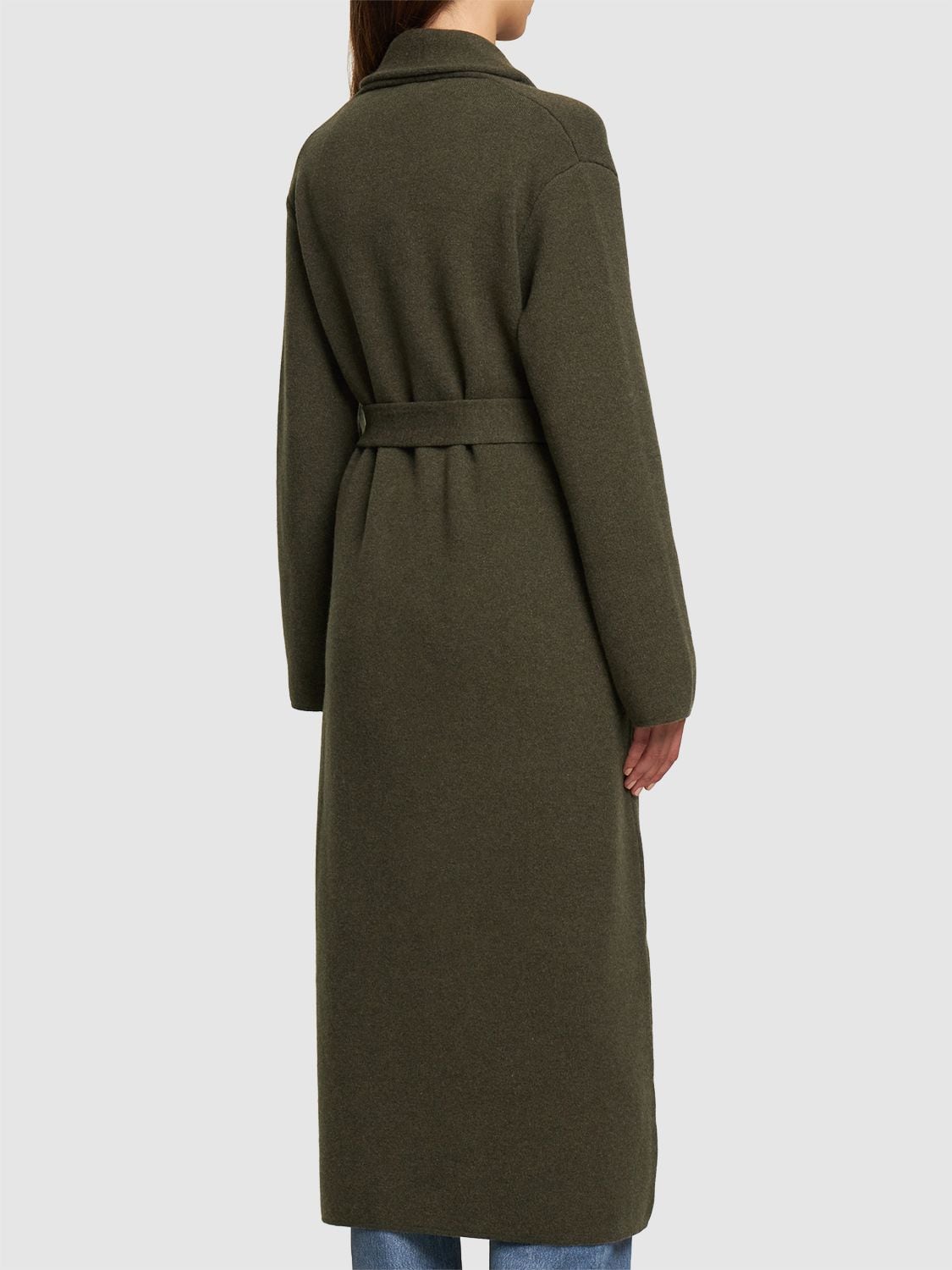 Shop Annagreta Sissi Belted Wool Coat In Dark Green