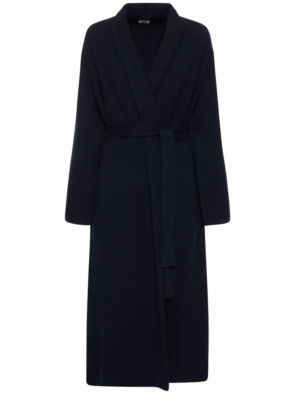 Annagreta Sissi Belted Wool Coat In Blue,black