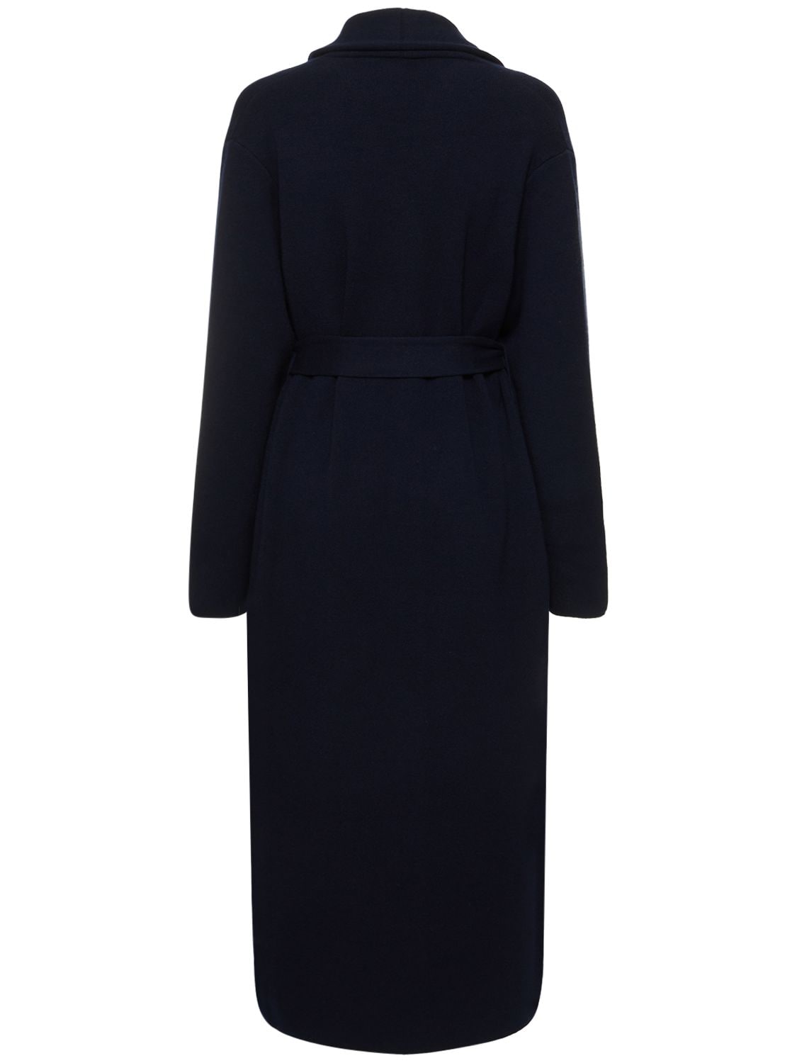 Shop Annagreta Sissi Belted Wool Coat In Blue,black