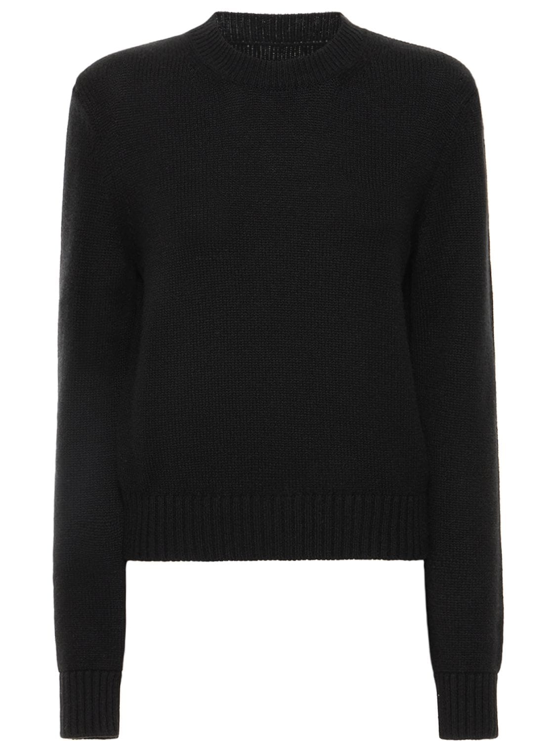 Annagreta Marina Cashmere Crewneck Sweater In Black