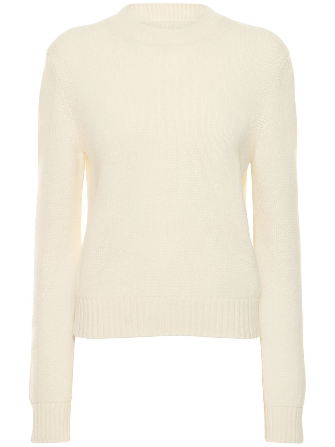 Annagreta Marina Cashmere Crewneck Sweater In White Undyed