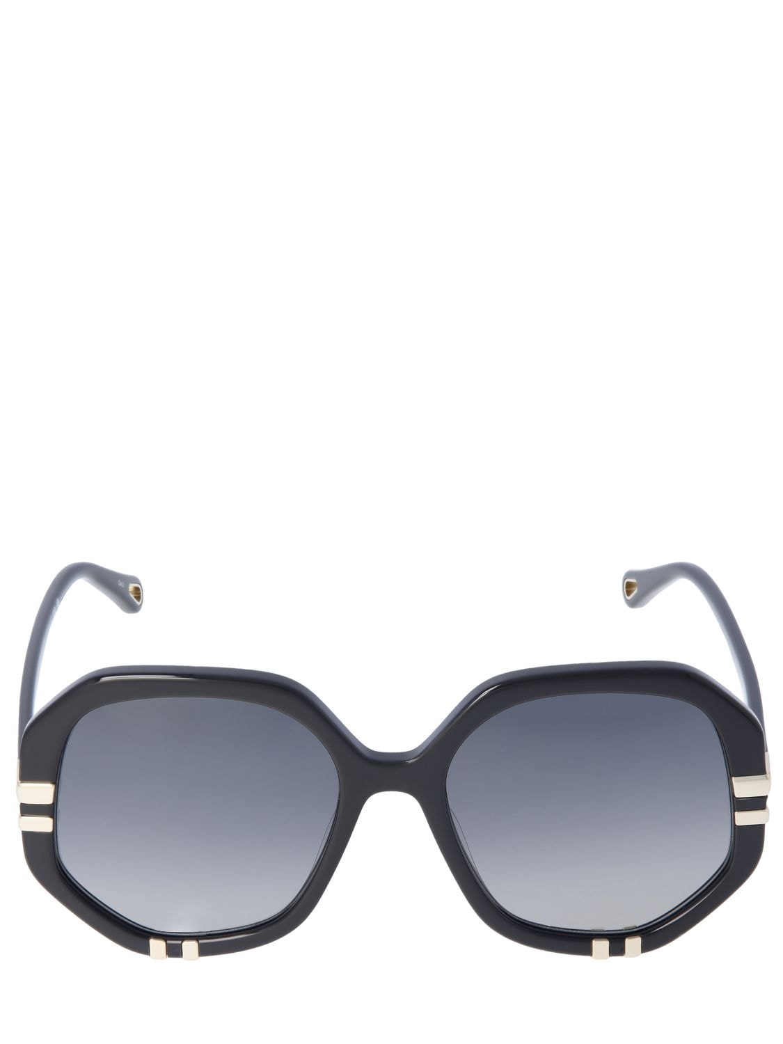 Chloé West Geometric Bio-acetate Sunglasses In Black,grey