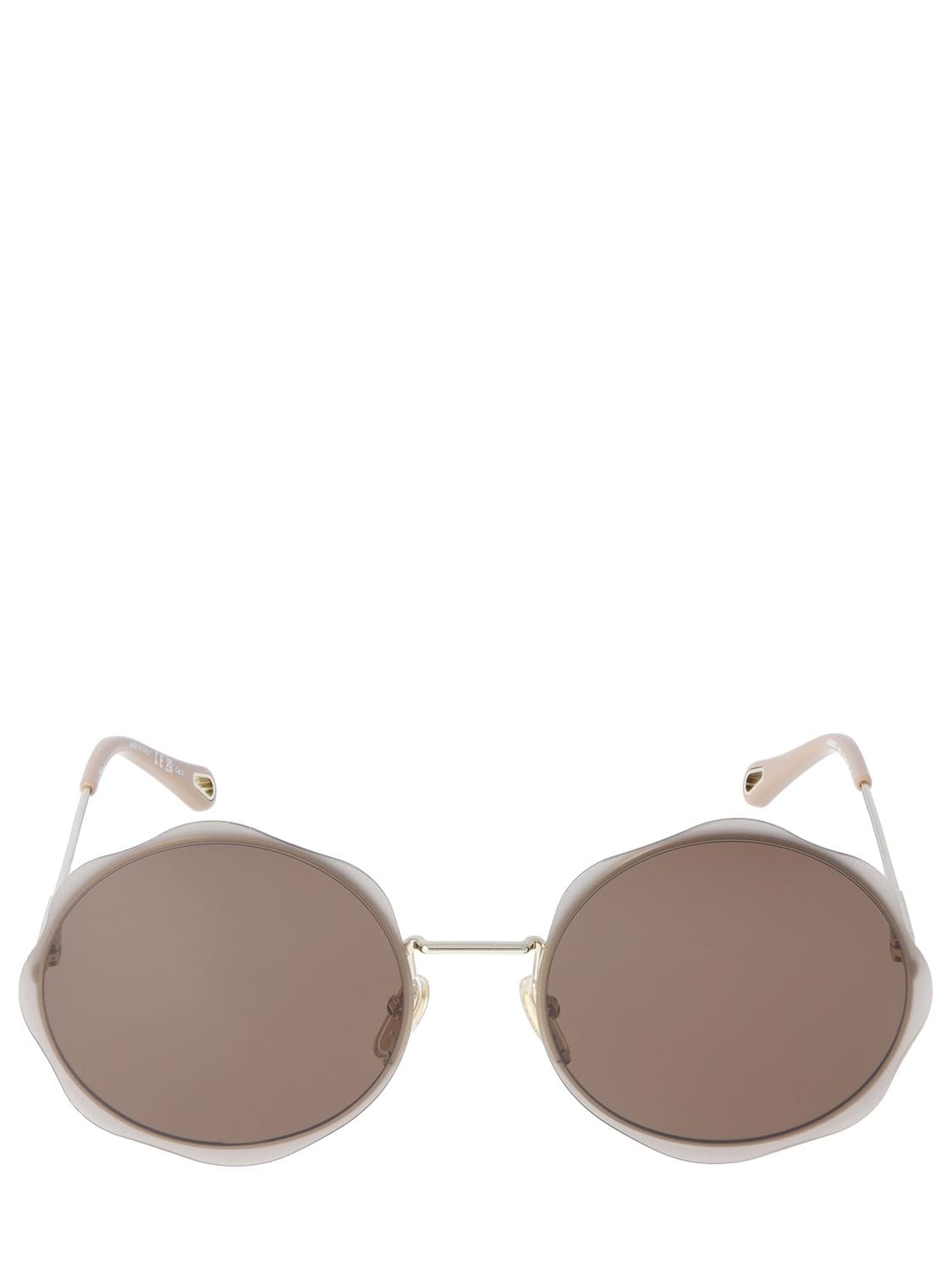 Chloé Honoré Round Metal Sunglasses In Gold,brown