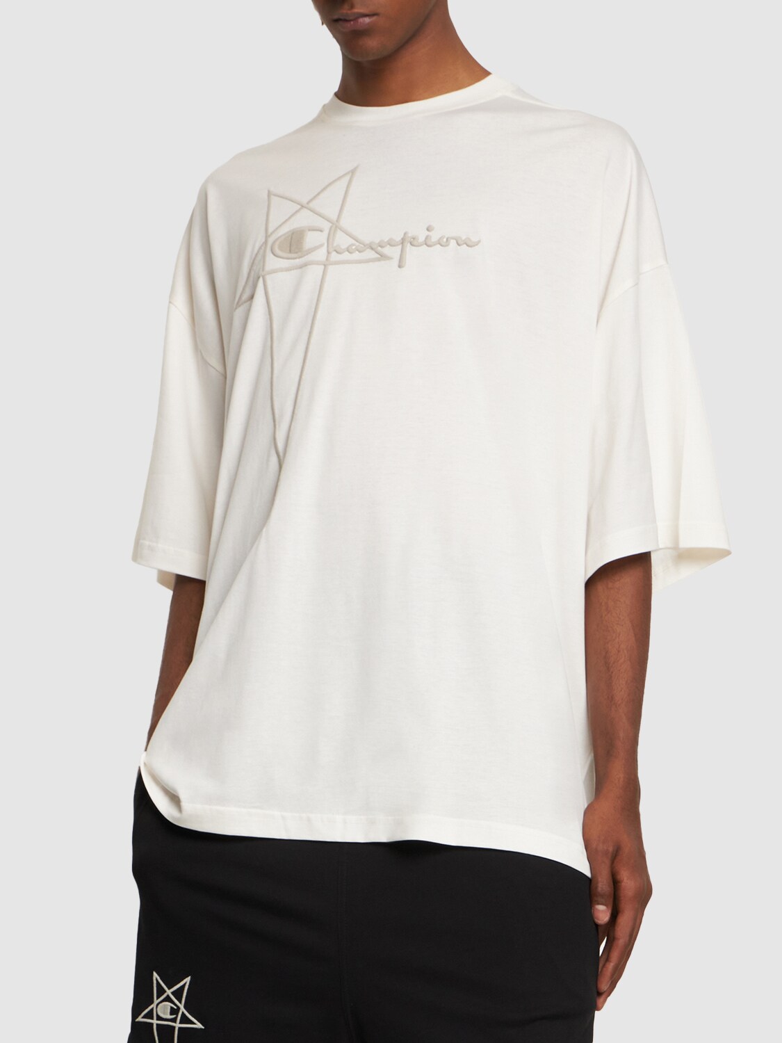 Shop Rick Owens Tommy T Organic Cotton Jersey T-shirt In Milch