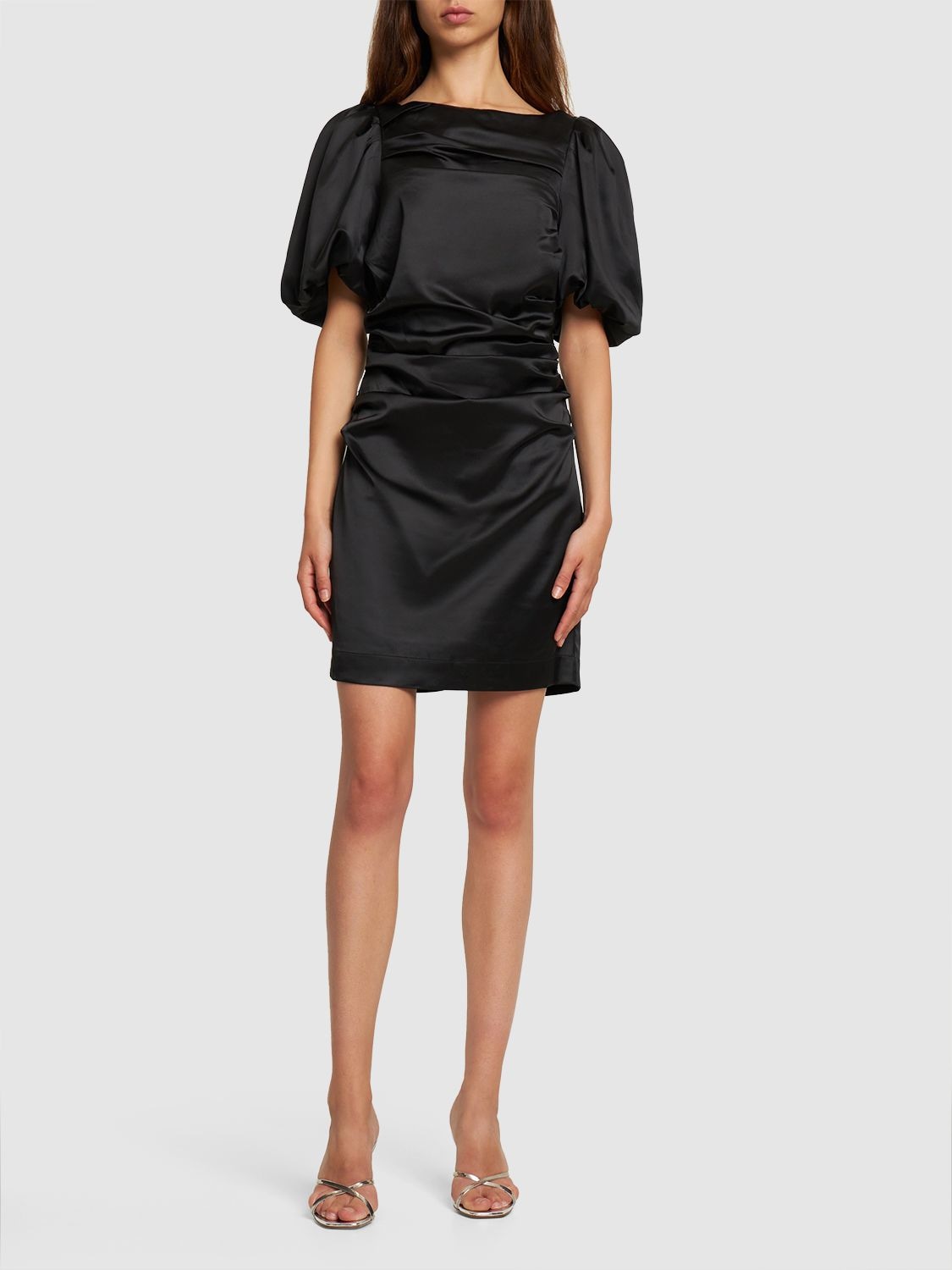 Designers Remix Lisbon Puff Sleeve Satin Mini Dress