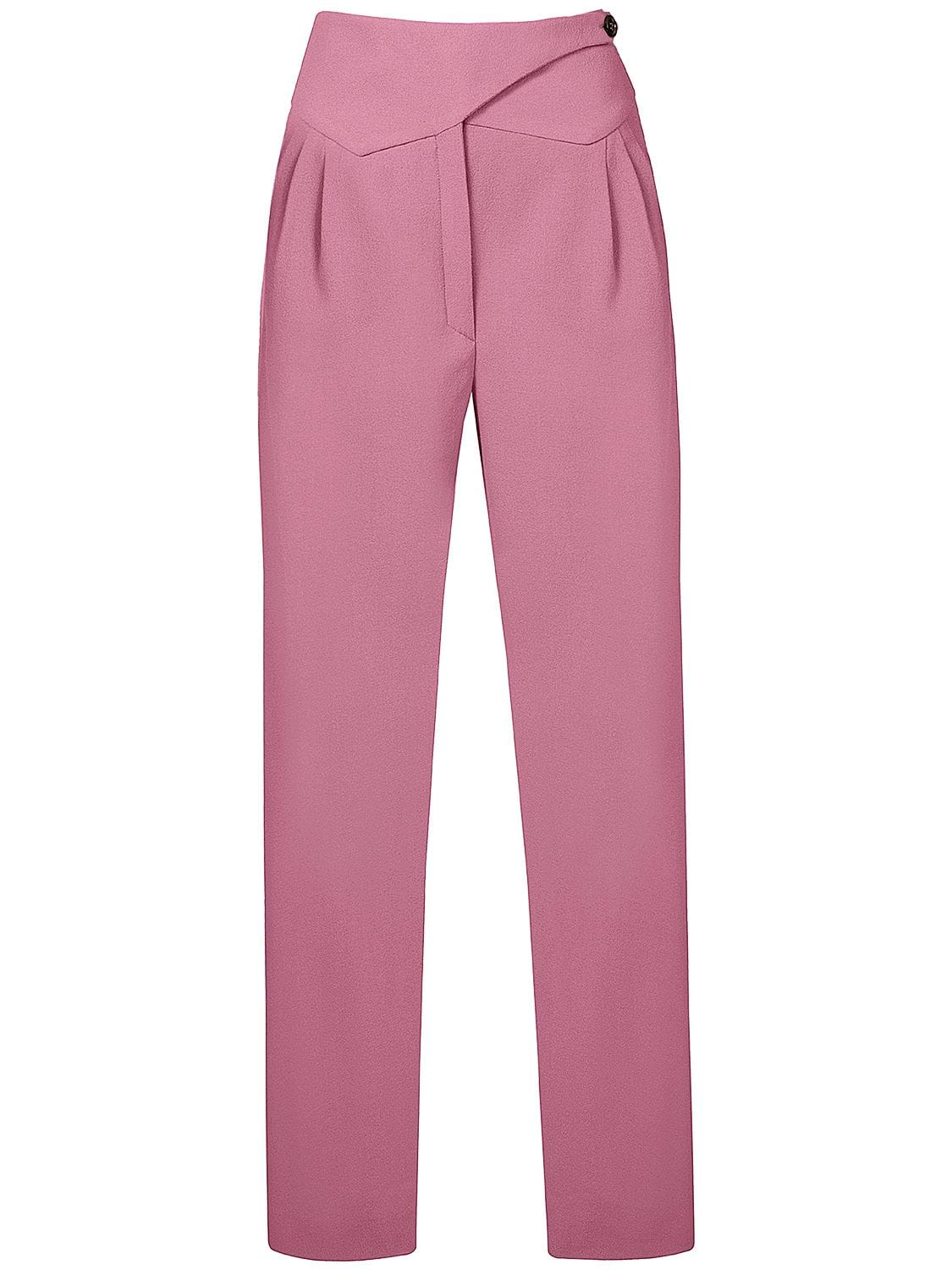Blazé Milano Basque Pleated Wool-crepe Straight-leg Pants In Pink