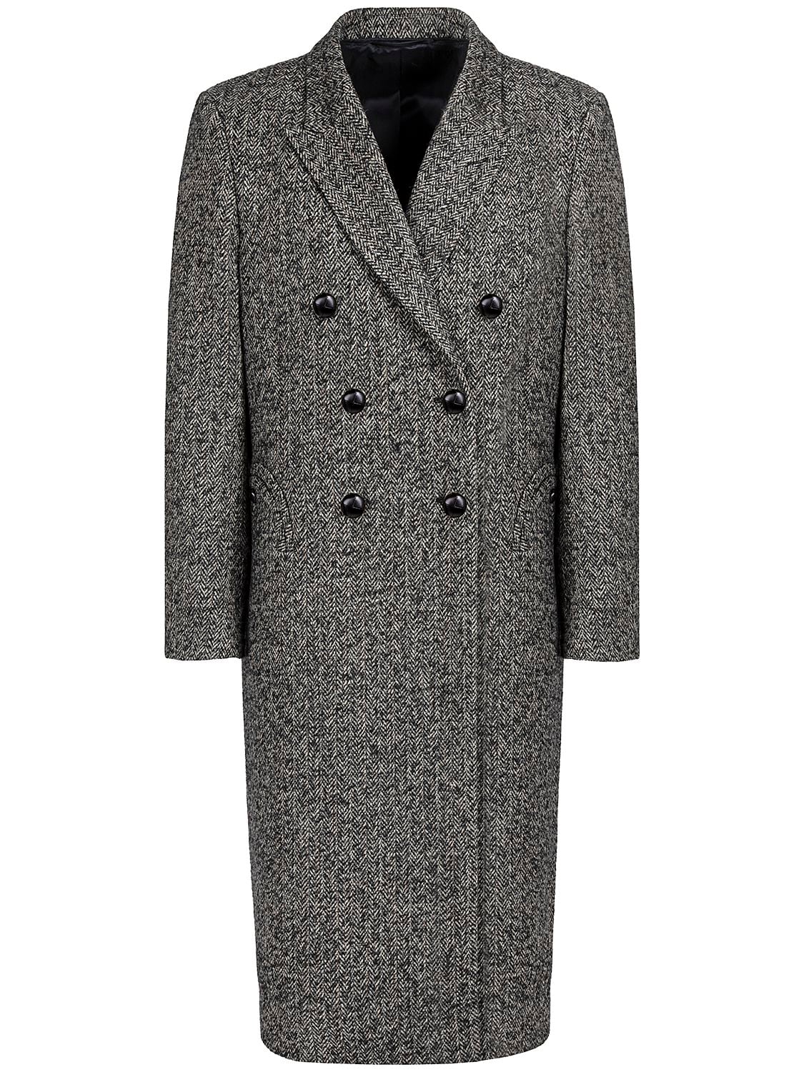 Image of Azzam Double Breasted Wool Blend Coat