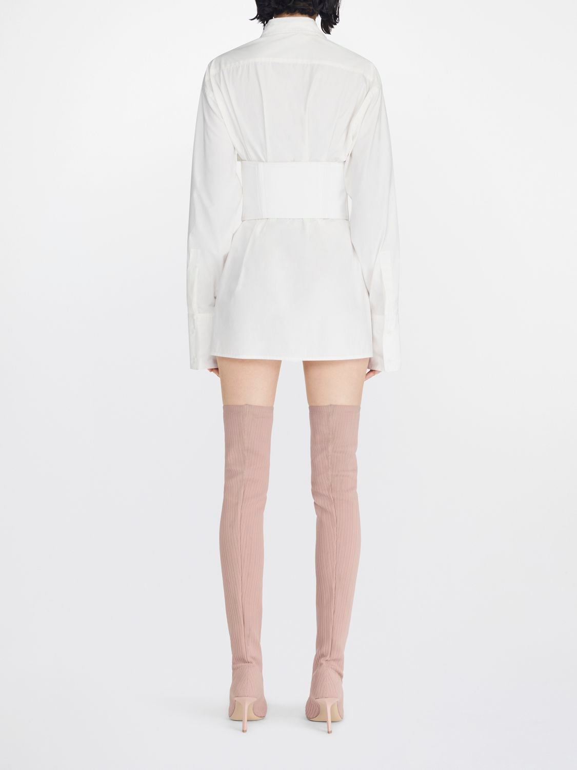 Shop Dion Lee Cotton Poplin Corset Mini Dress In White