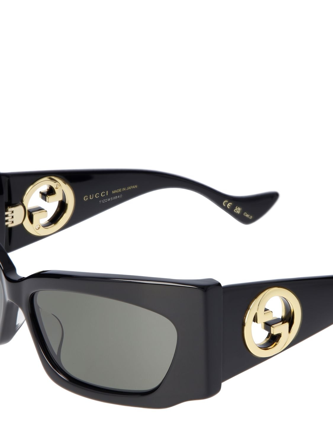 Shop Gucci Gg1412s Geometric Acetate Sunglasses In Black