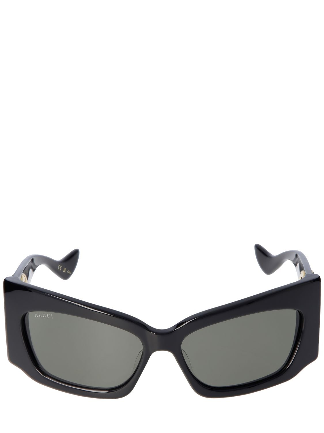 Shop Gucci Gg1412s Geometric Acetate Sunglasses In Black