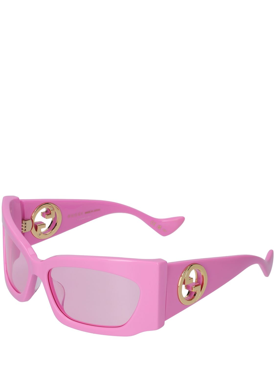 Shop Gucci Gg1412s Geometric Acetate Sunglasses In Pink