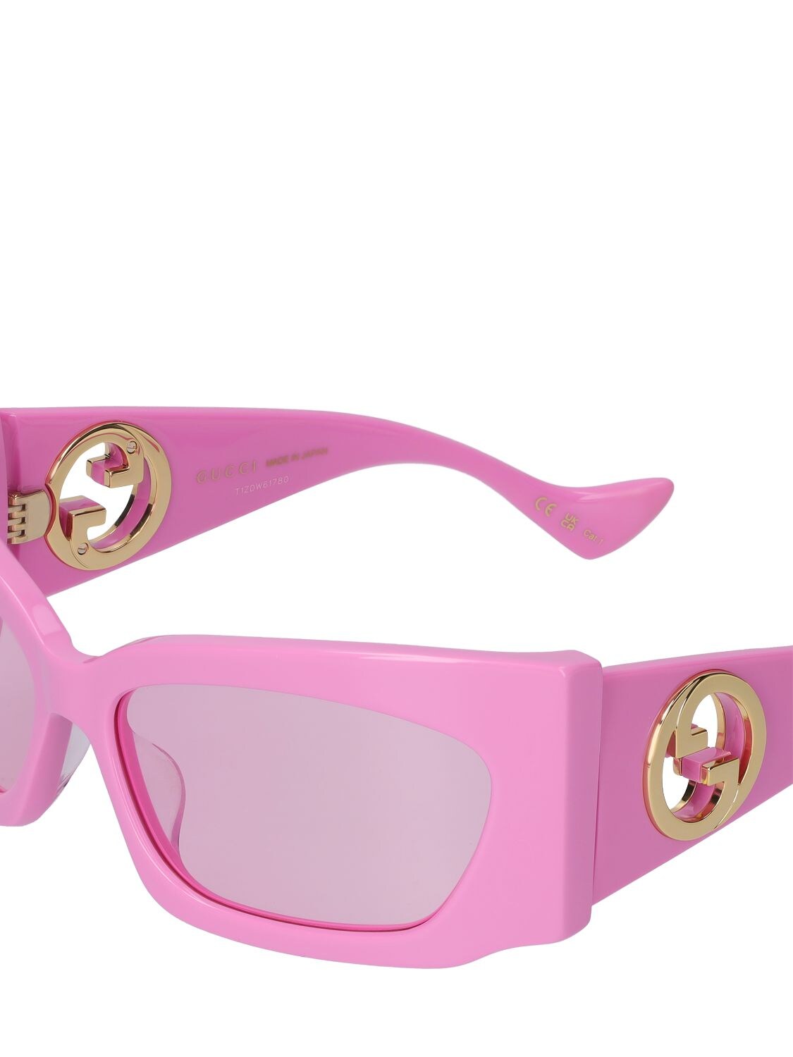 Shop Gucci Gg1412s Geometric Acetate Sunglasses In Pink