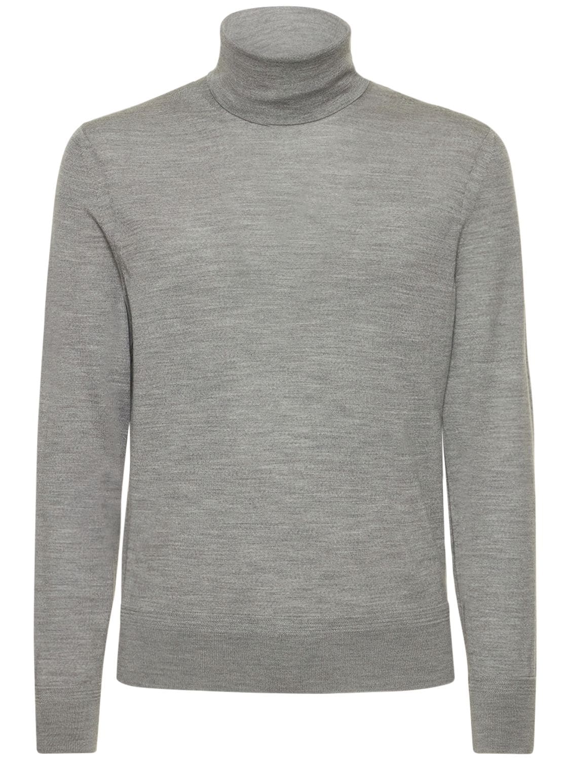 Tom Ford Fine Gauge Wool Roll Neck Sweater In Light Grey