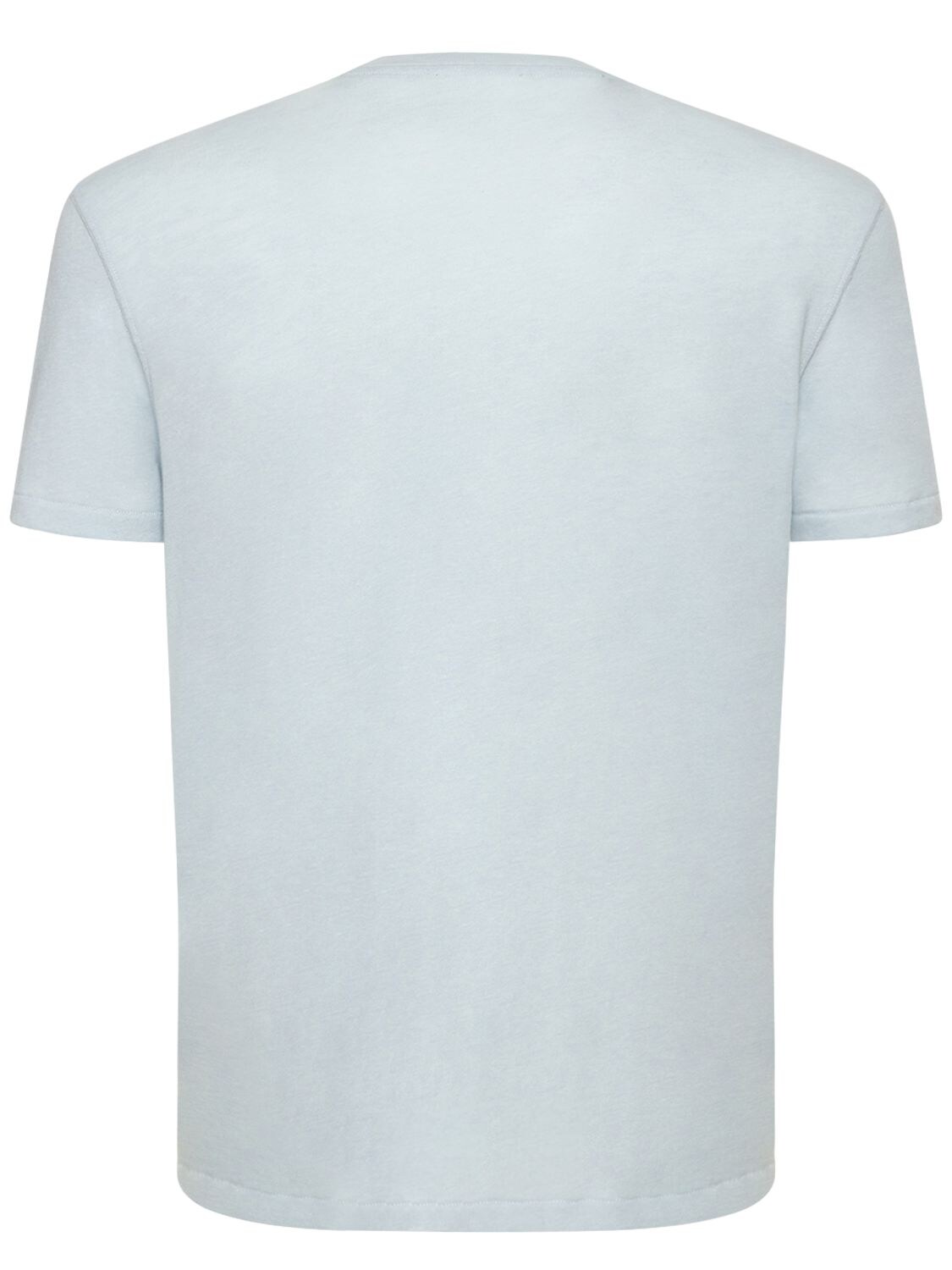 Shop Tom Ford Mélange Cotton Blend T-shirt In Light Blue