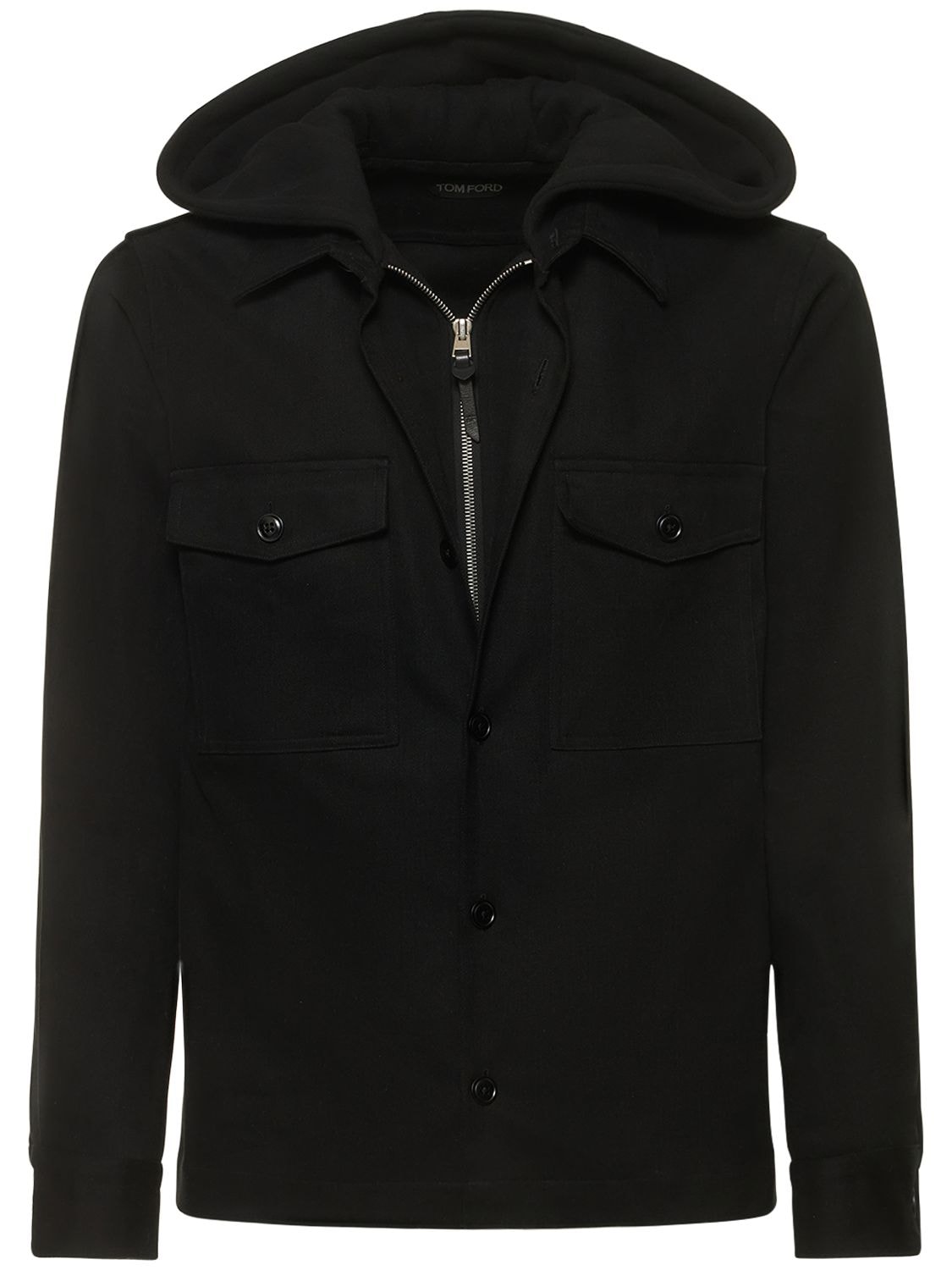 Tom Ford Cover Hooded Overshirt In Black