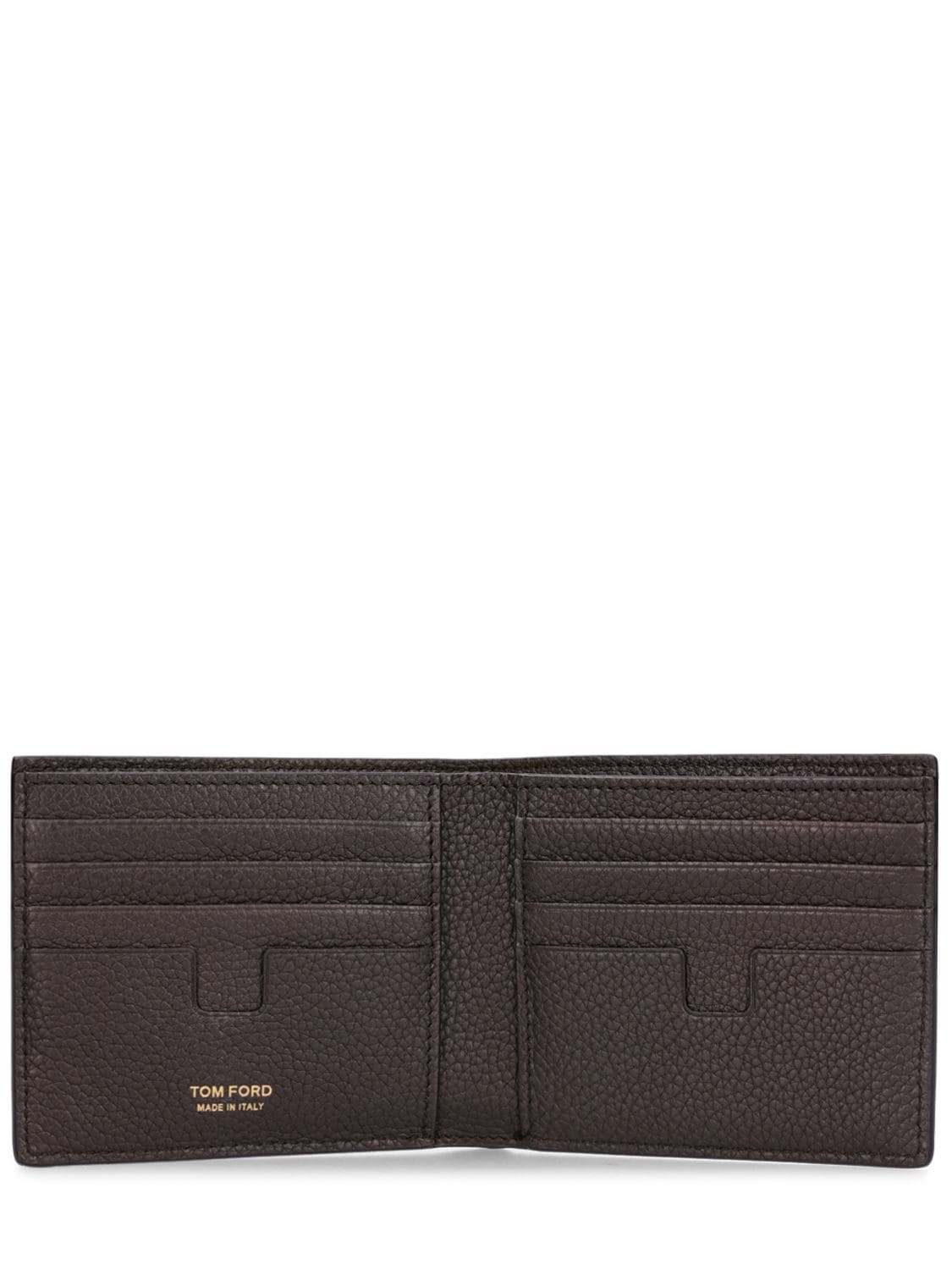Shop Tom Ford Soft Grain Leather Wallet W/logo In Chocolate