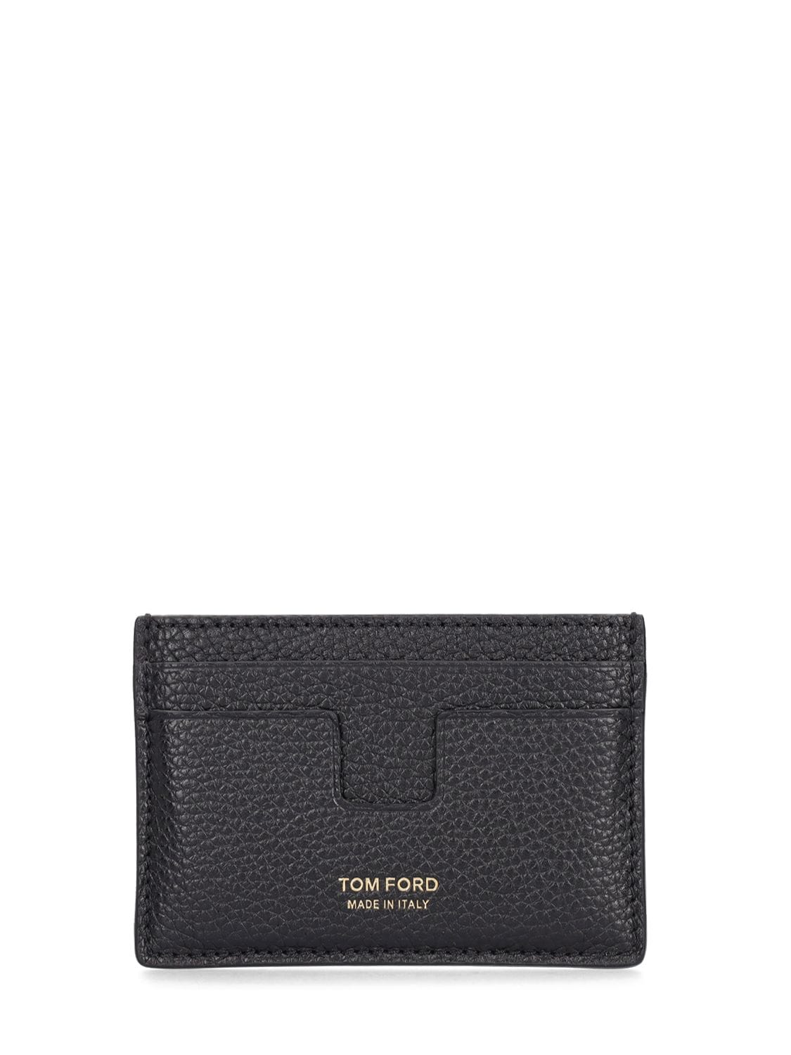 Tom Ford T-line Soft Grain Card Holder In Black