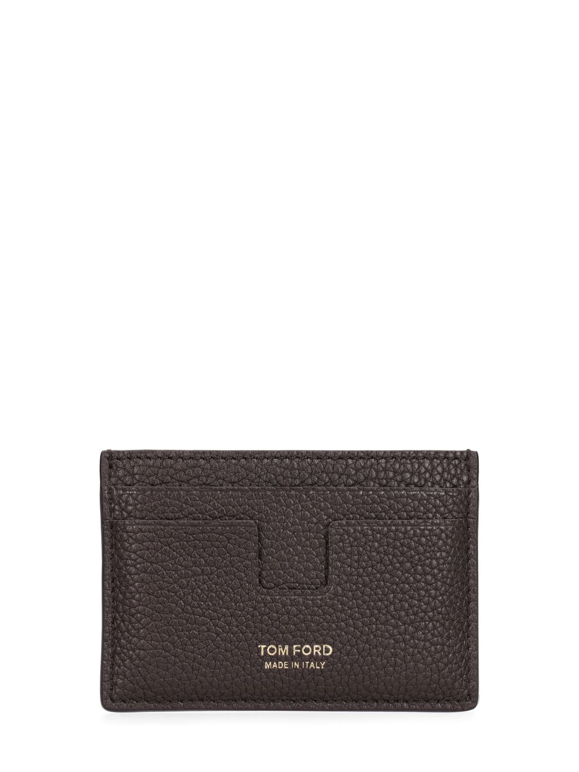 Tom Ford Soft Grain Leather Card Holder In Chocolate