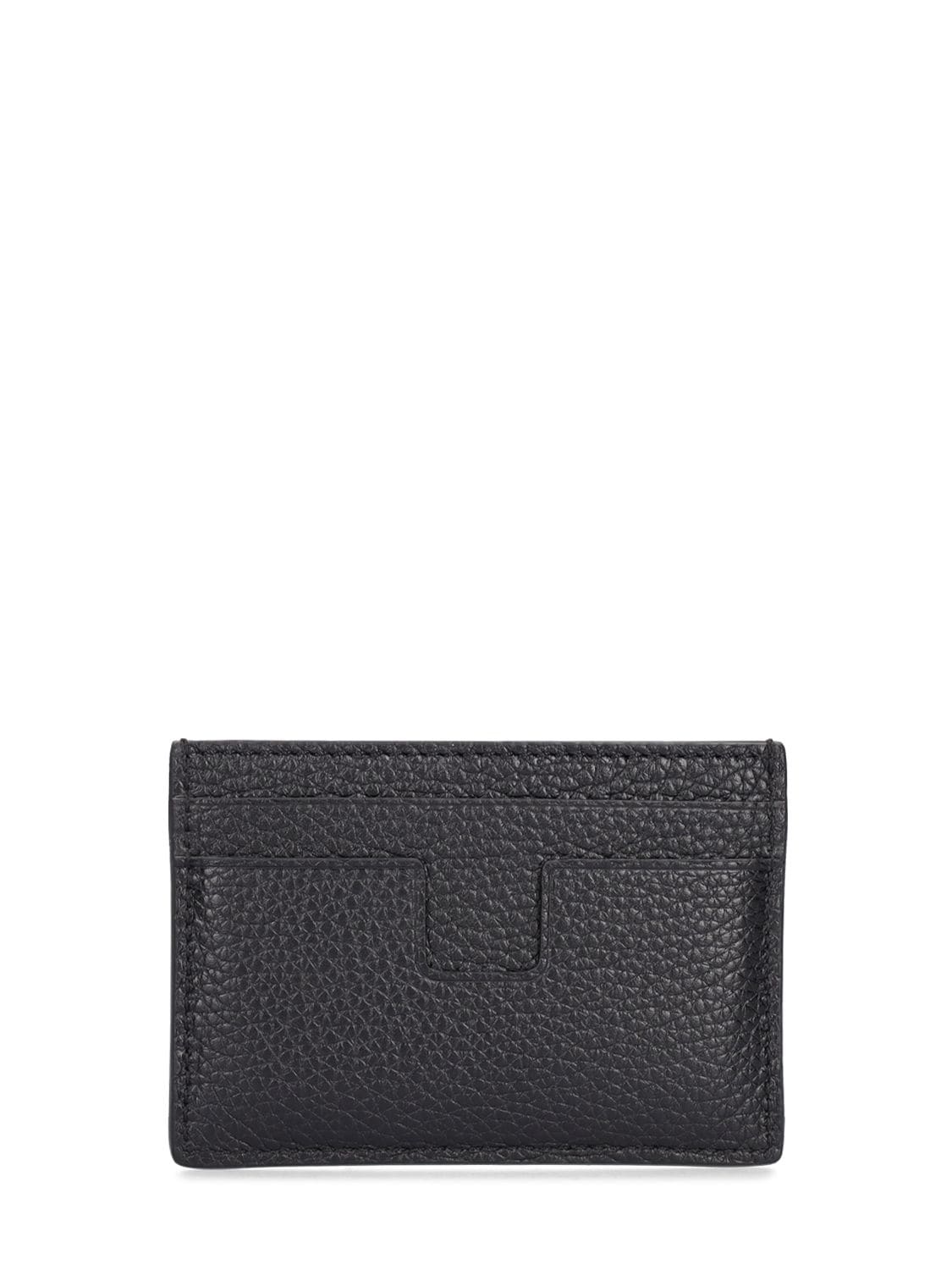 Shop Tom Ford Soft Grain Leather Card Holder In Black
