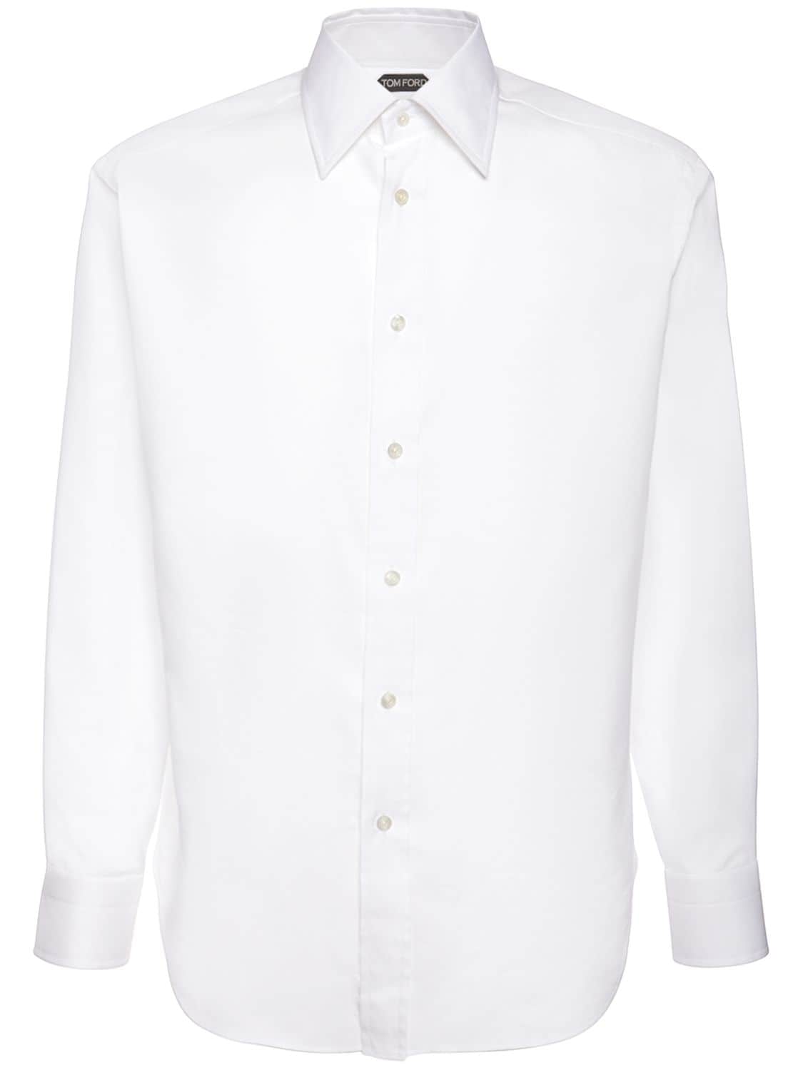 Tom Ford Cotton Silk Serge Fluid Fit Shirt In Optical White