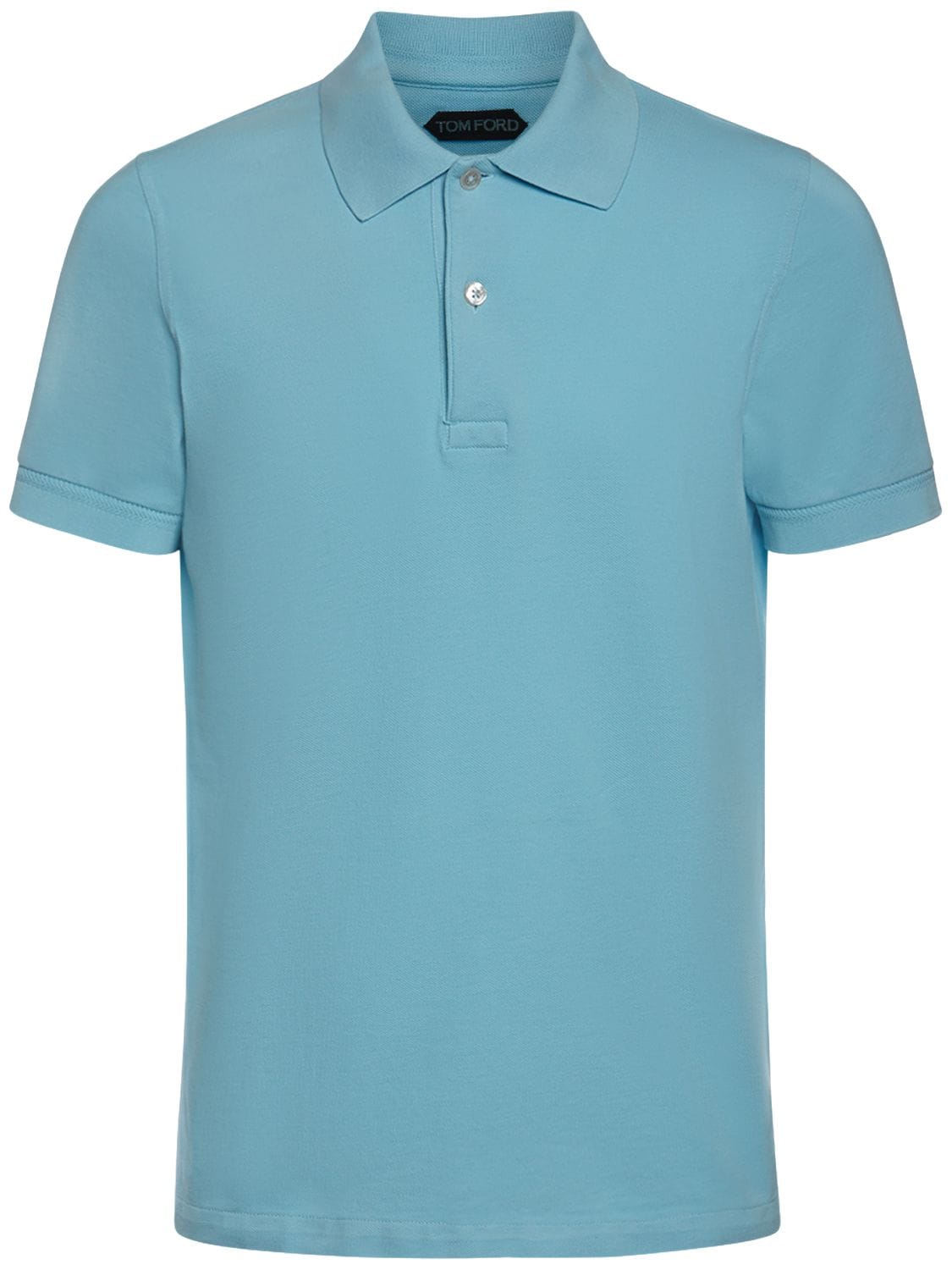 Tom Ford Tennis S/s Piquet Polo In Sky Blue