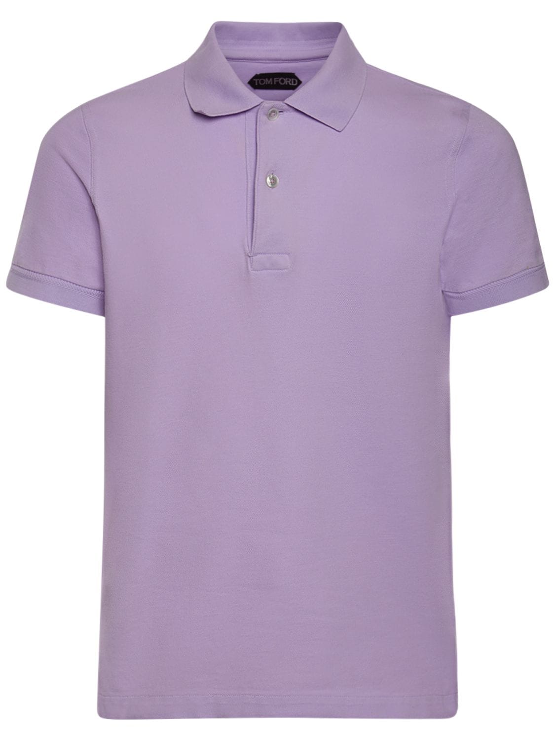 Tom Ford Tennis S/s Piquet Polo In Lavender
