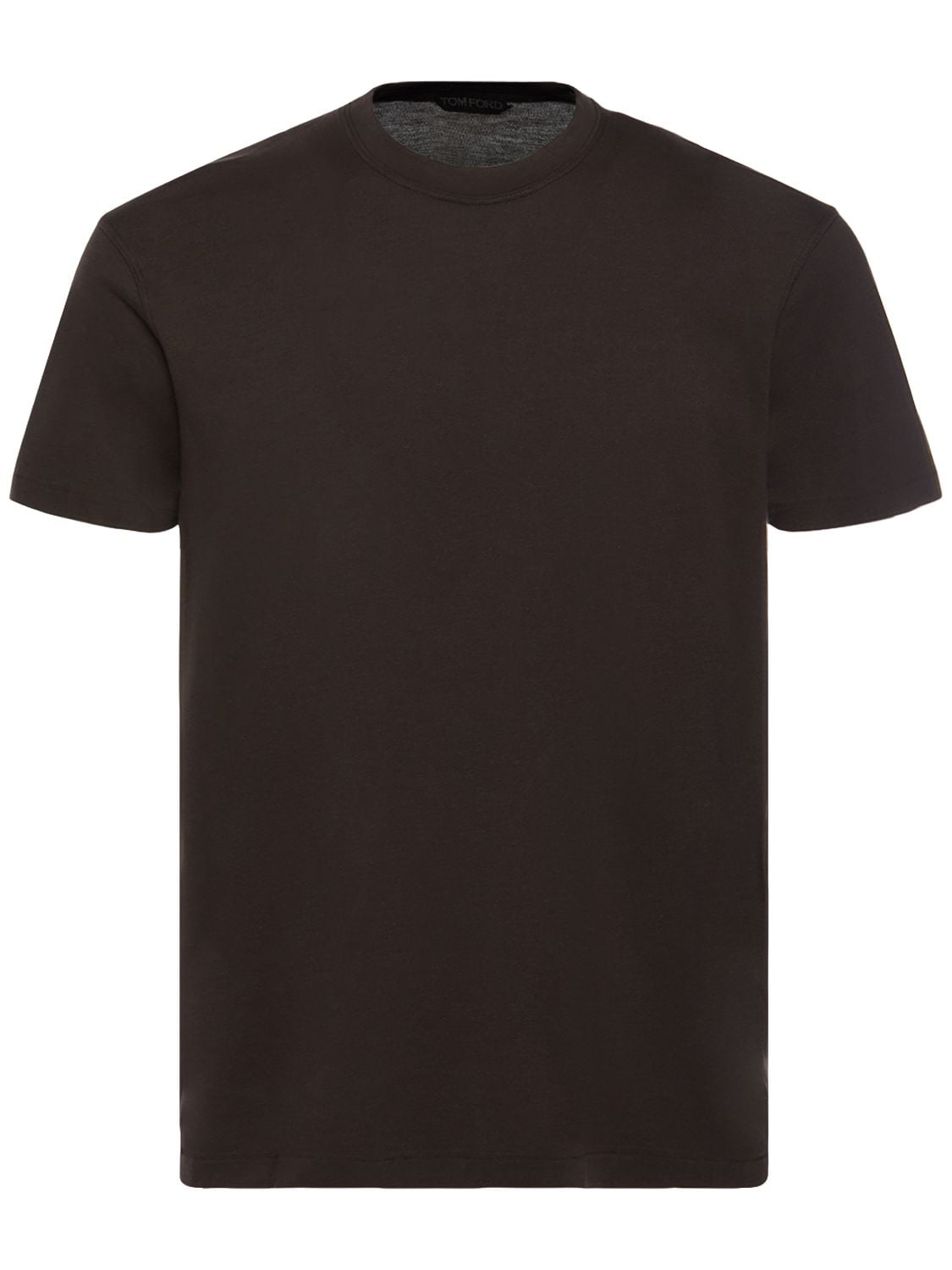 Tom Ford Lyocell & Cotton S/s Crewneck T-shirt In Dark Chocolate
