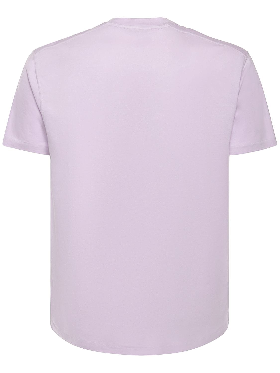 Shop Tom Ford Cotton Blend Crewneck T-shirt In Lavender