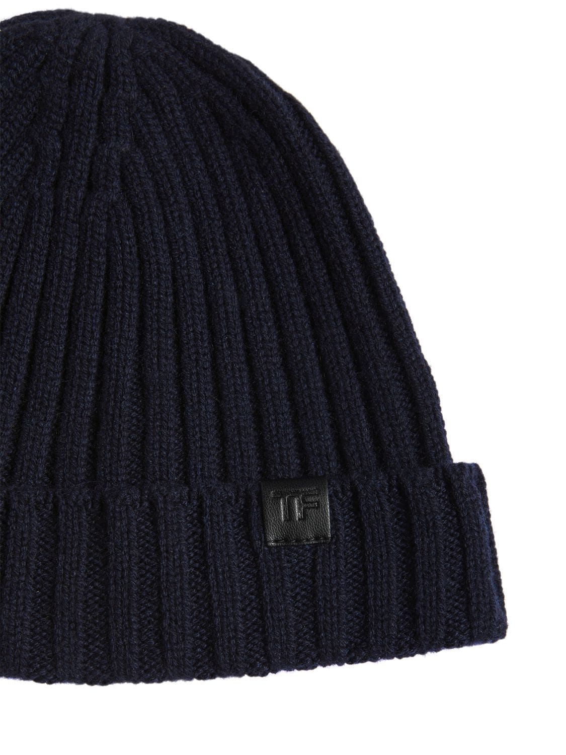 Shop Tom Ford Cashmere Ribbed Beanie Hat In Blue