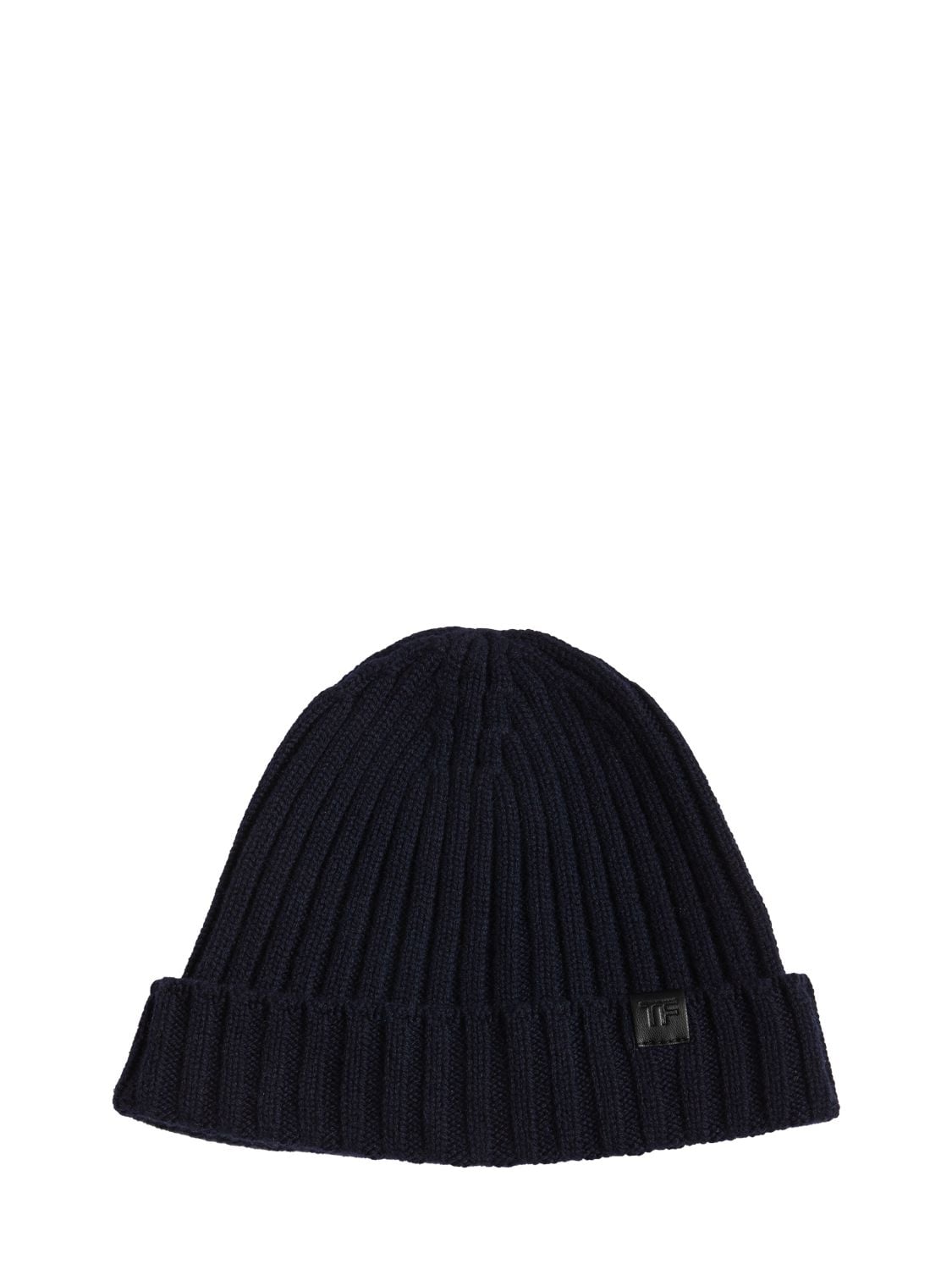 Tom Ford Cashmere Ribbed Beanie Hat In Blue