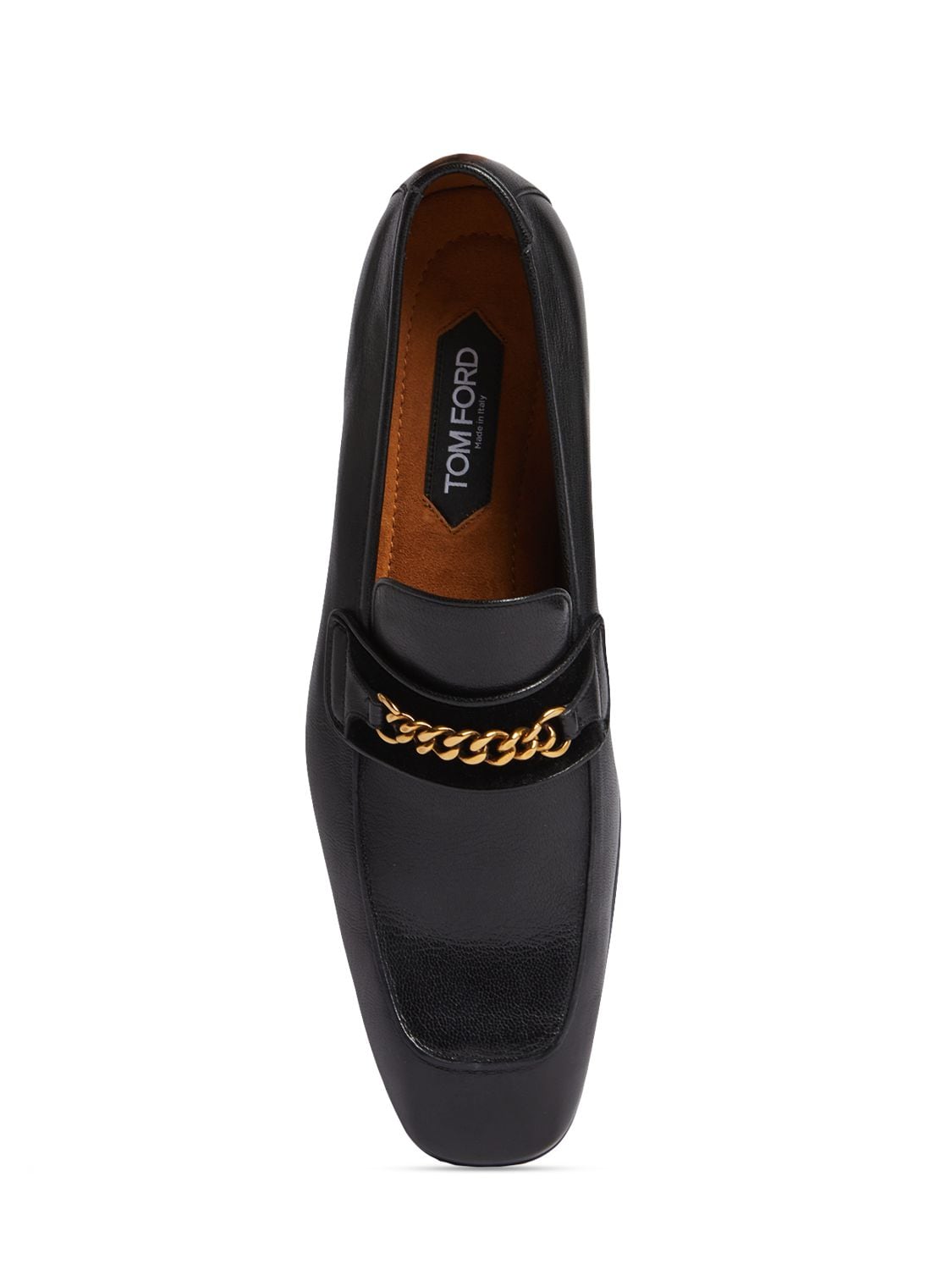 Shop Tom Ford Chain Leather Loafers In Black