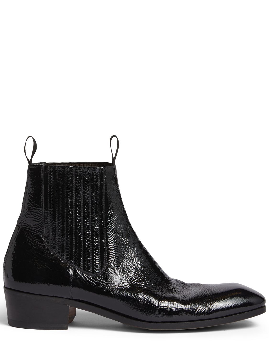 Tom Ford 40mm Crackle Leather Ankle Boots In Black