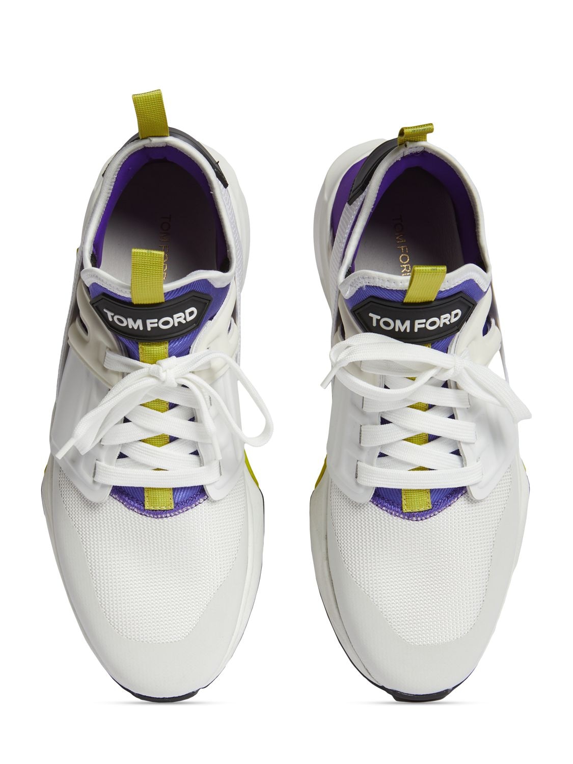 Shop Tom Ford Jago Tech Sneakers In White,purple