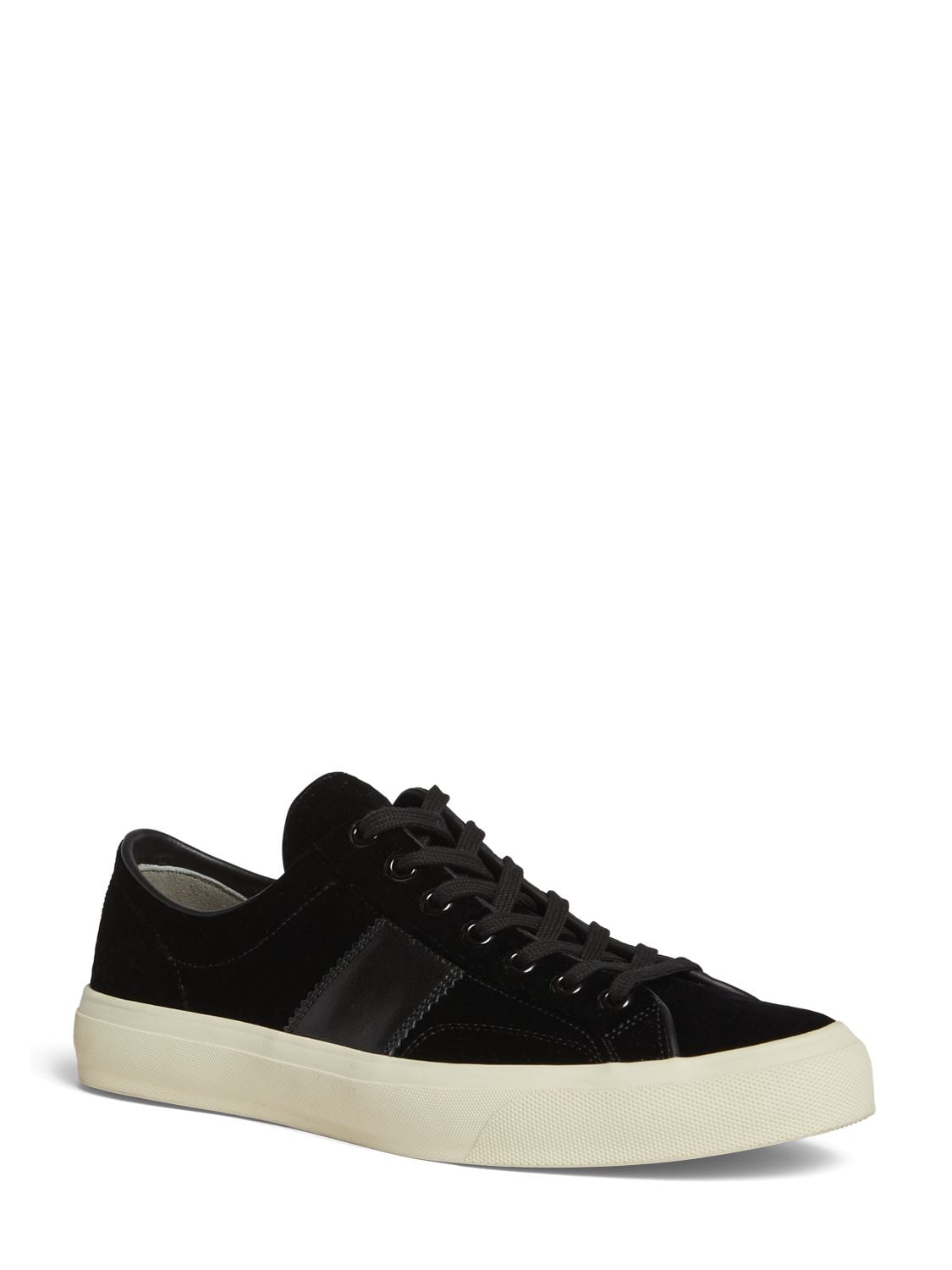 Shop Tom Ford Leather Low Top Sneakers In Black