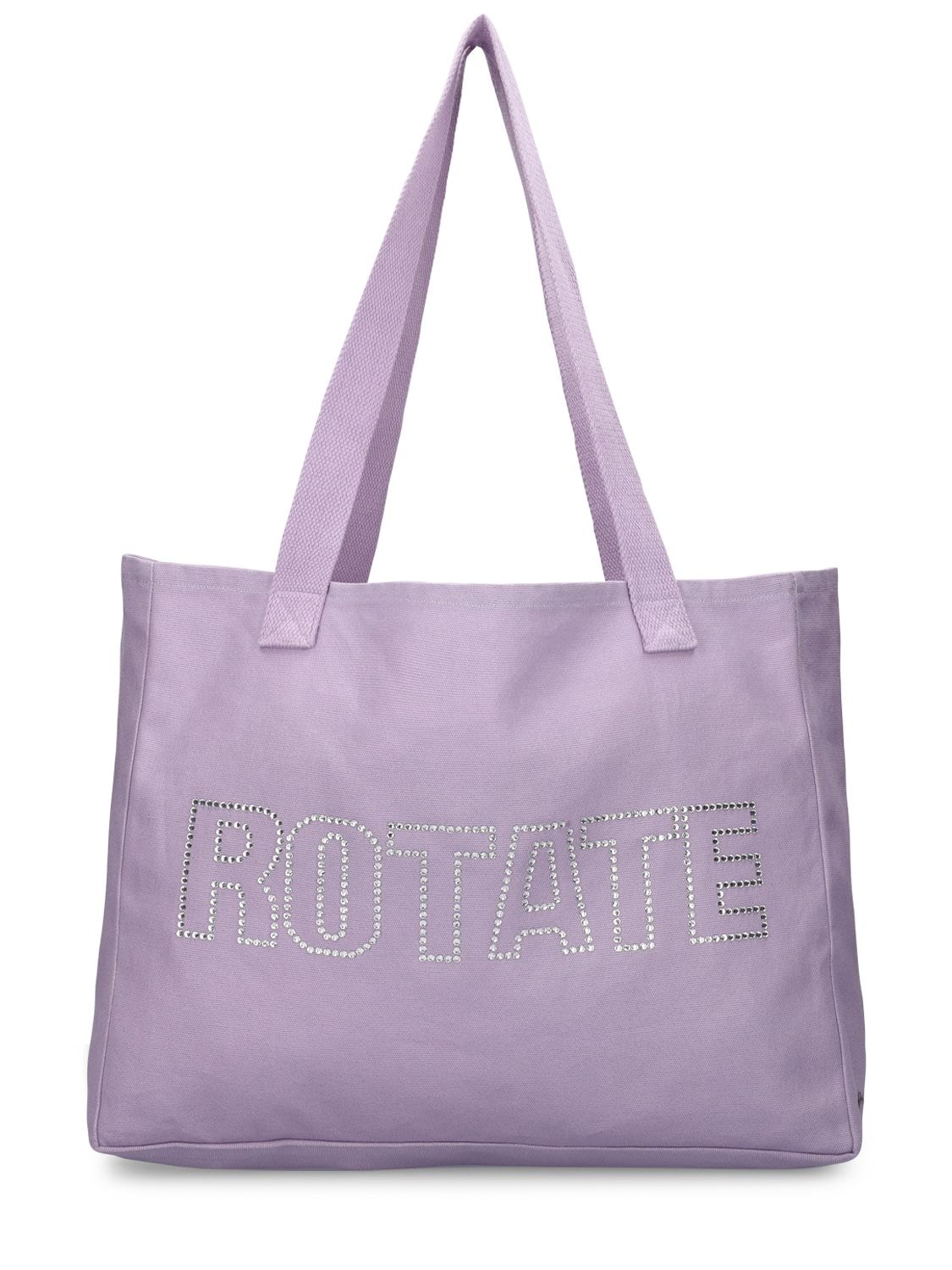 Rotate Birger Christensen Logo Organic Cotton Canvas Tote Bag In Purple