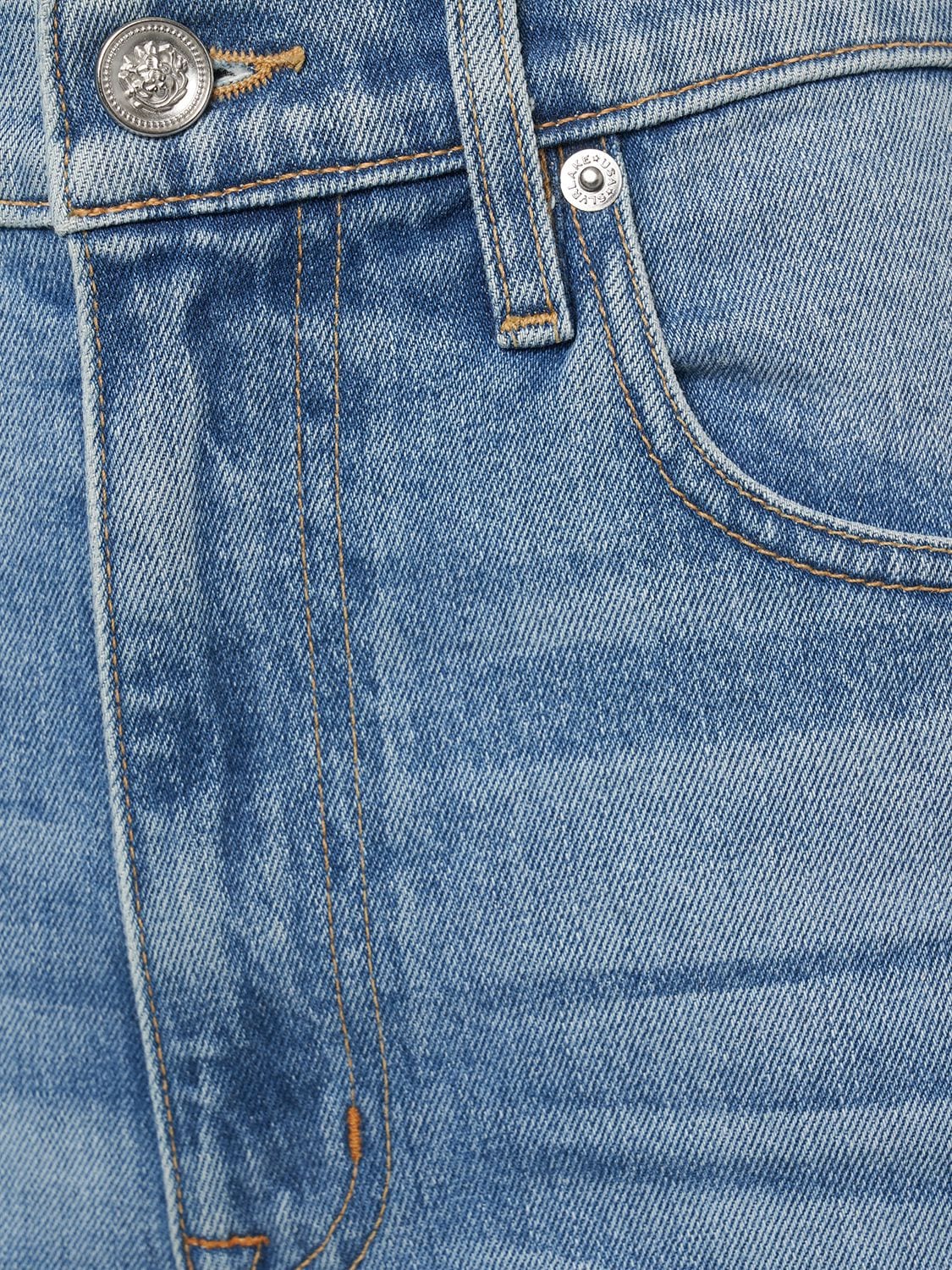 Shop Slvrlake London Crop Cotton Denim Jeans In Blue