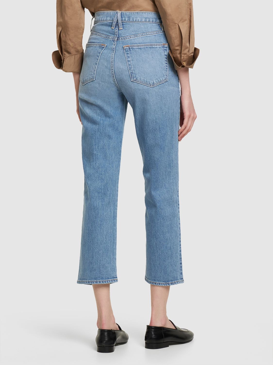 Shop Slvrlake London Crop Cotton Denim Jeans In Blue