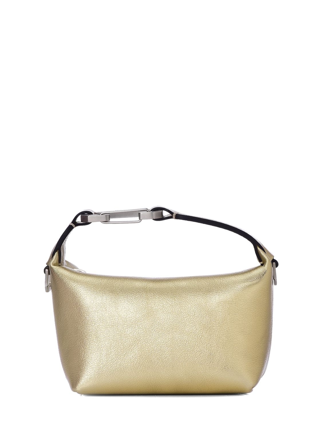 Eéra Tiny Moon Lamé Leather Top Handle Bag In Gold